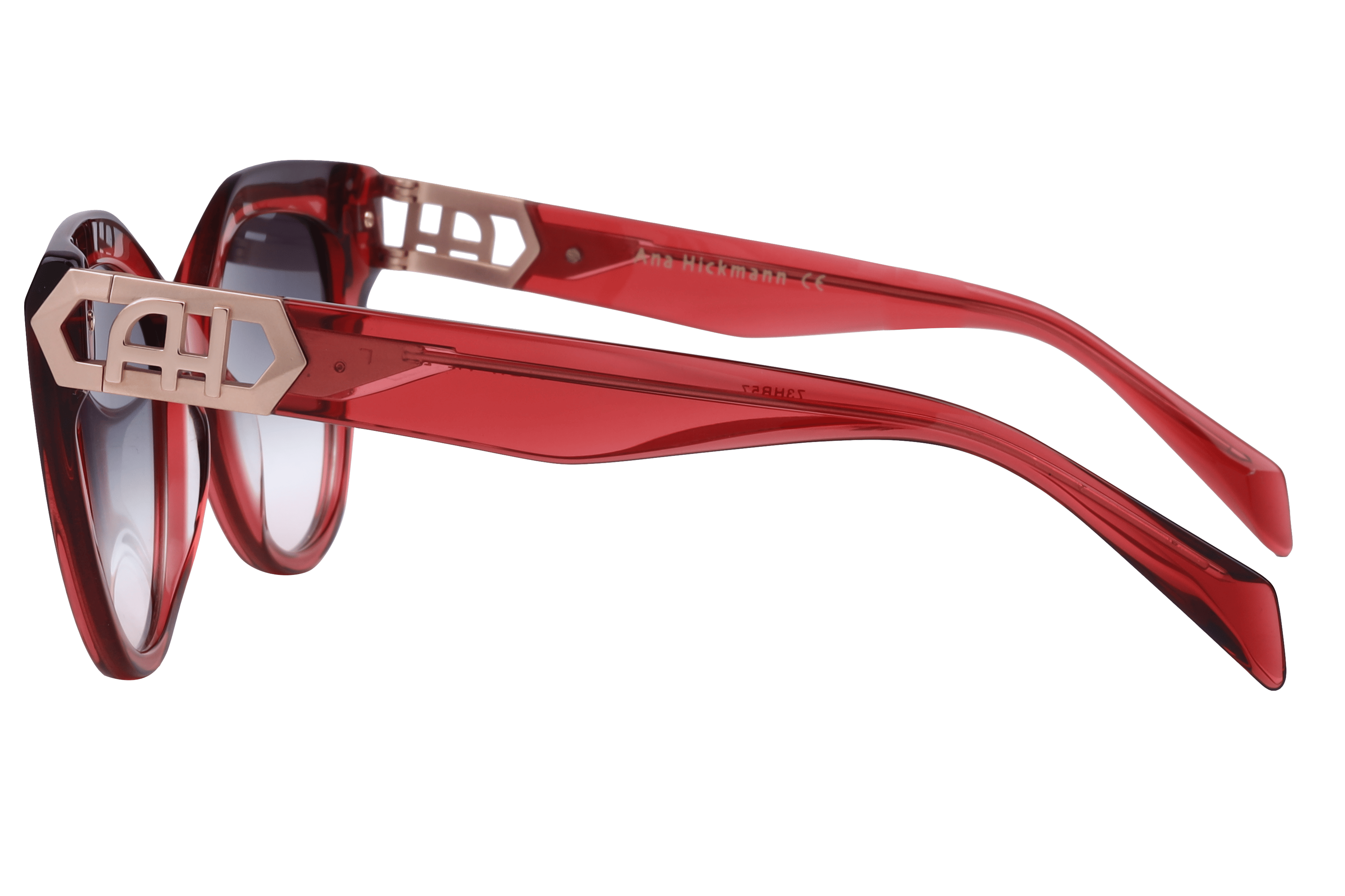 Hickmann AH9402 Sunglass Transparent Maroon Female Full Meta Sunglass — Transparent Maroon frame — view 3