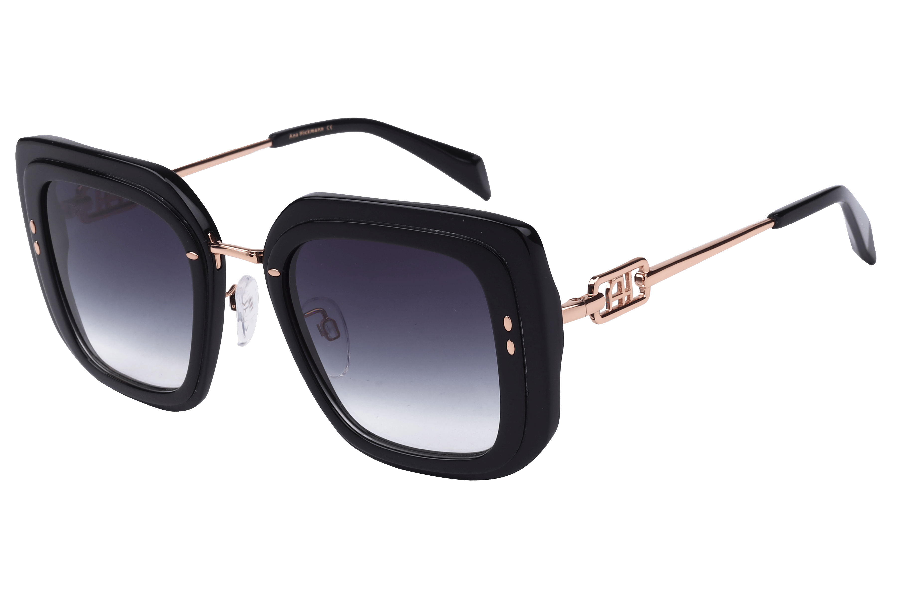 Hickmann AH9404 Sunglass Black Female Full Metal Sunglass — Black frame — alternate view