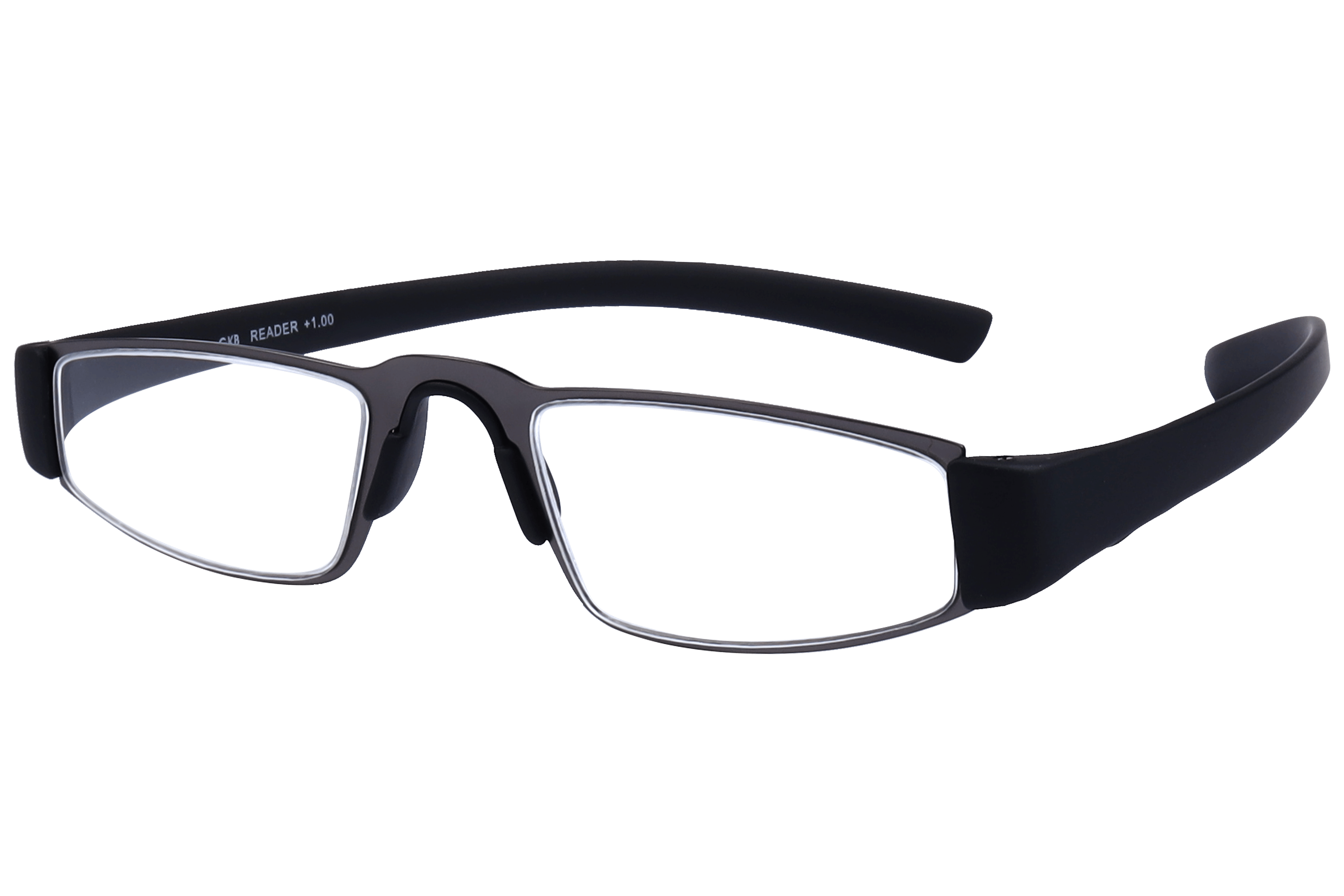 Readers R1015 Frame Gun Metal Unisex Full Rubber Frame — Gun Metal frame — alternate view
