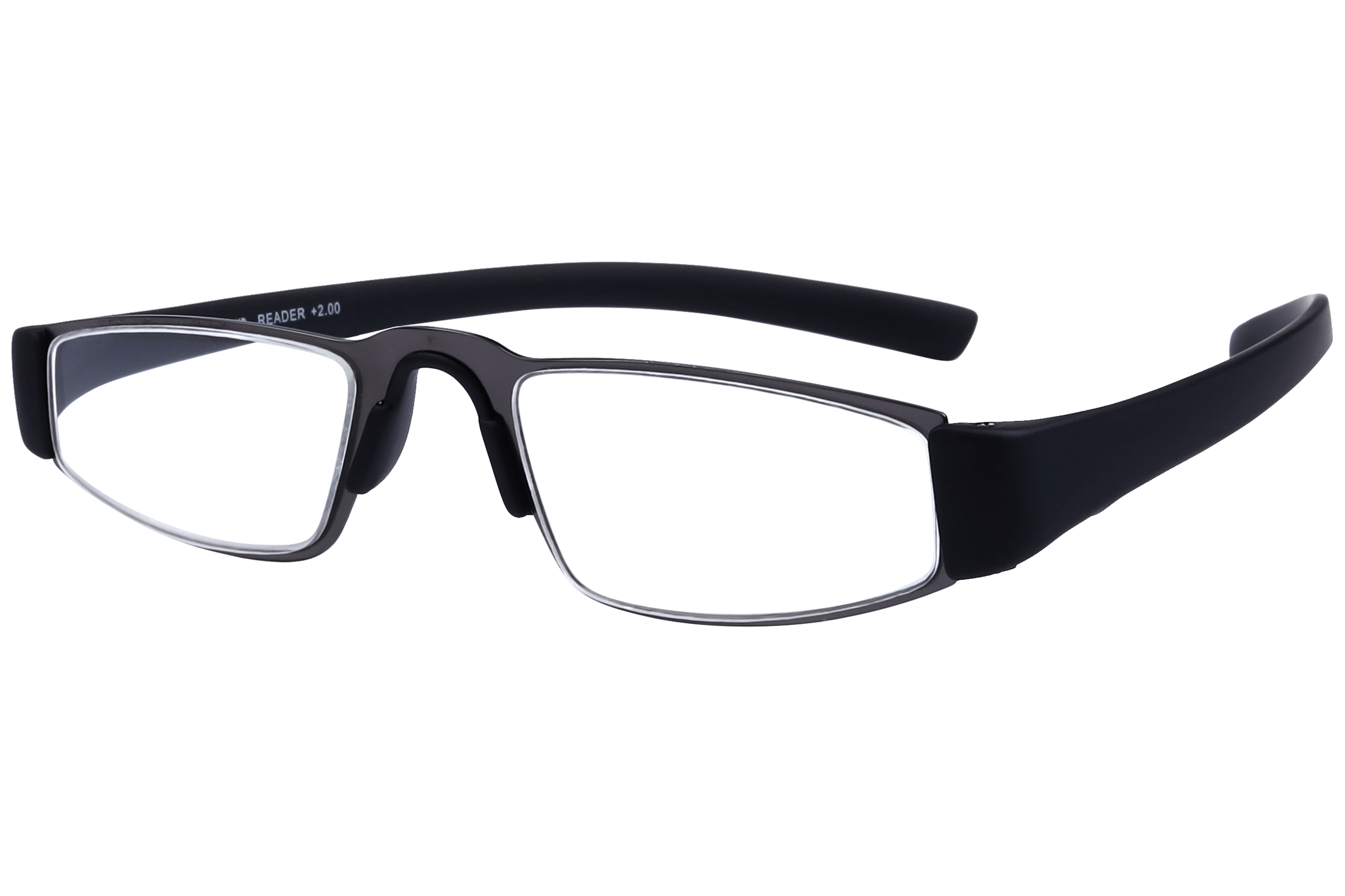Readers R1015 Frame Gun Metal Unisex Full Rubber Frame — Gun Metal frame — alternate view