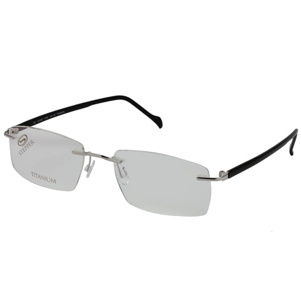 Hans Stepper SI-4340 Frame Silver Male RimLess Shell — Silver frame