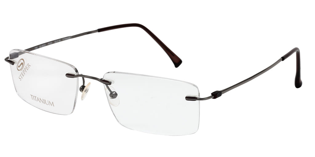 Hans Stepper SI-8053 Frame Grey Male RimLess Titanium — Grey frame