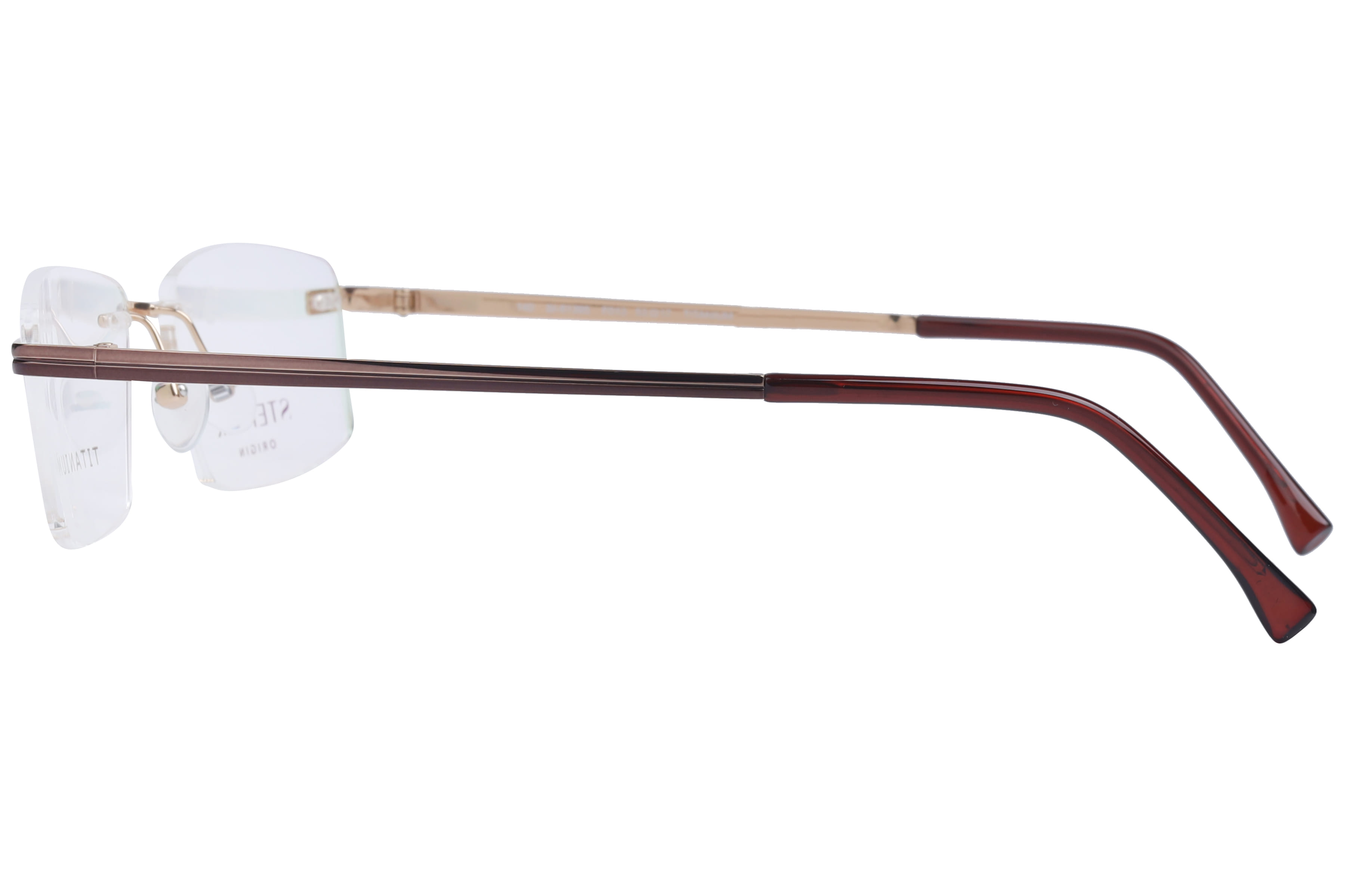Hans Stepper SI-81395 Frame Brown Unisex RimLess Titanium Frame — Brown frame — view 3