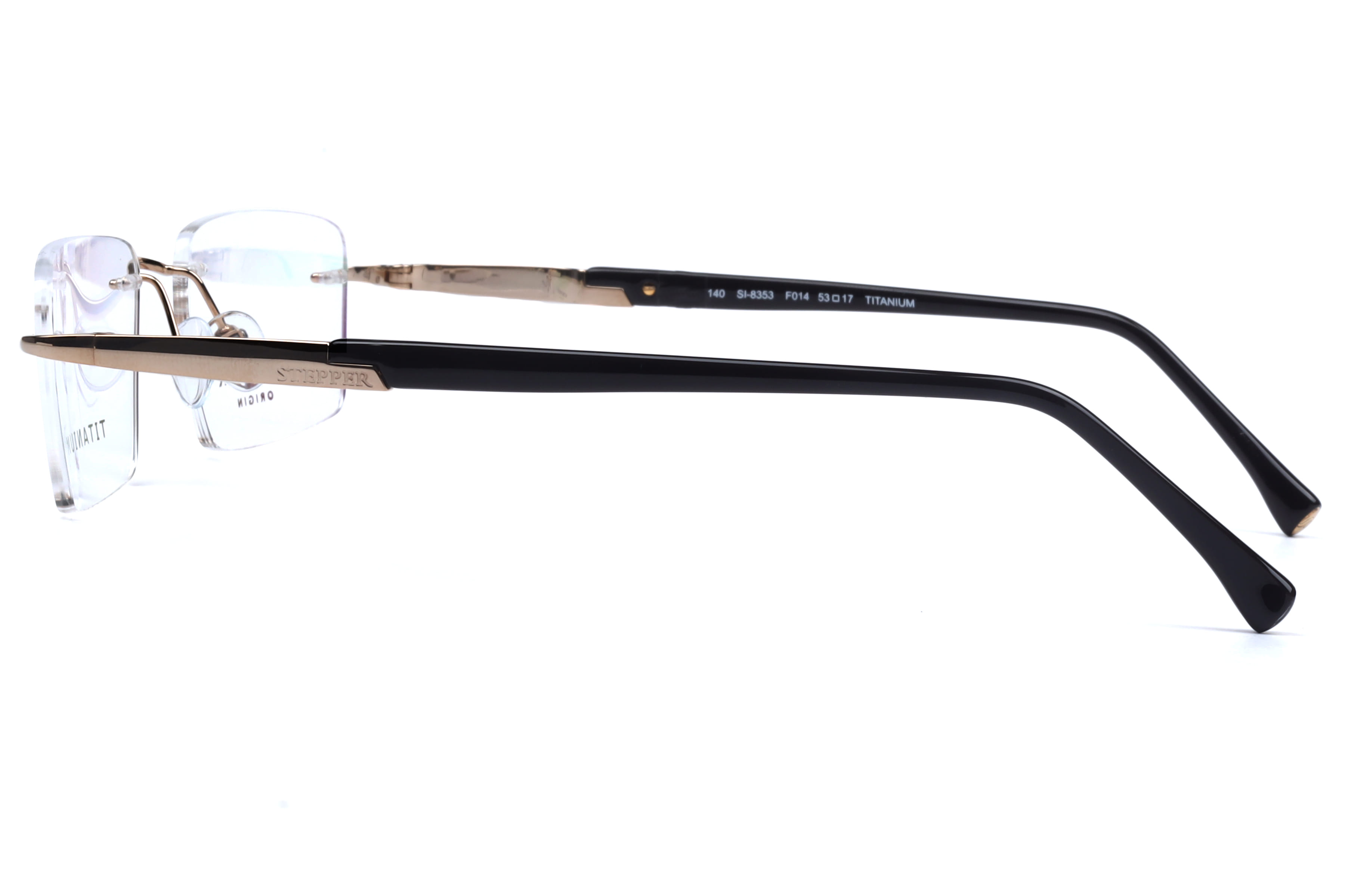 Hans Stepper SI-8353 Frame Gold Unisex RimLess Titanium Frame — Gold frame — view 2