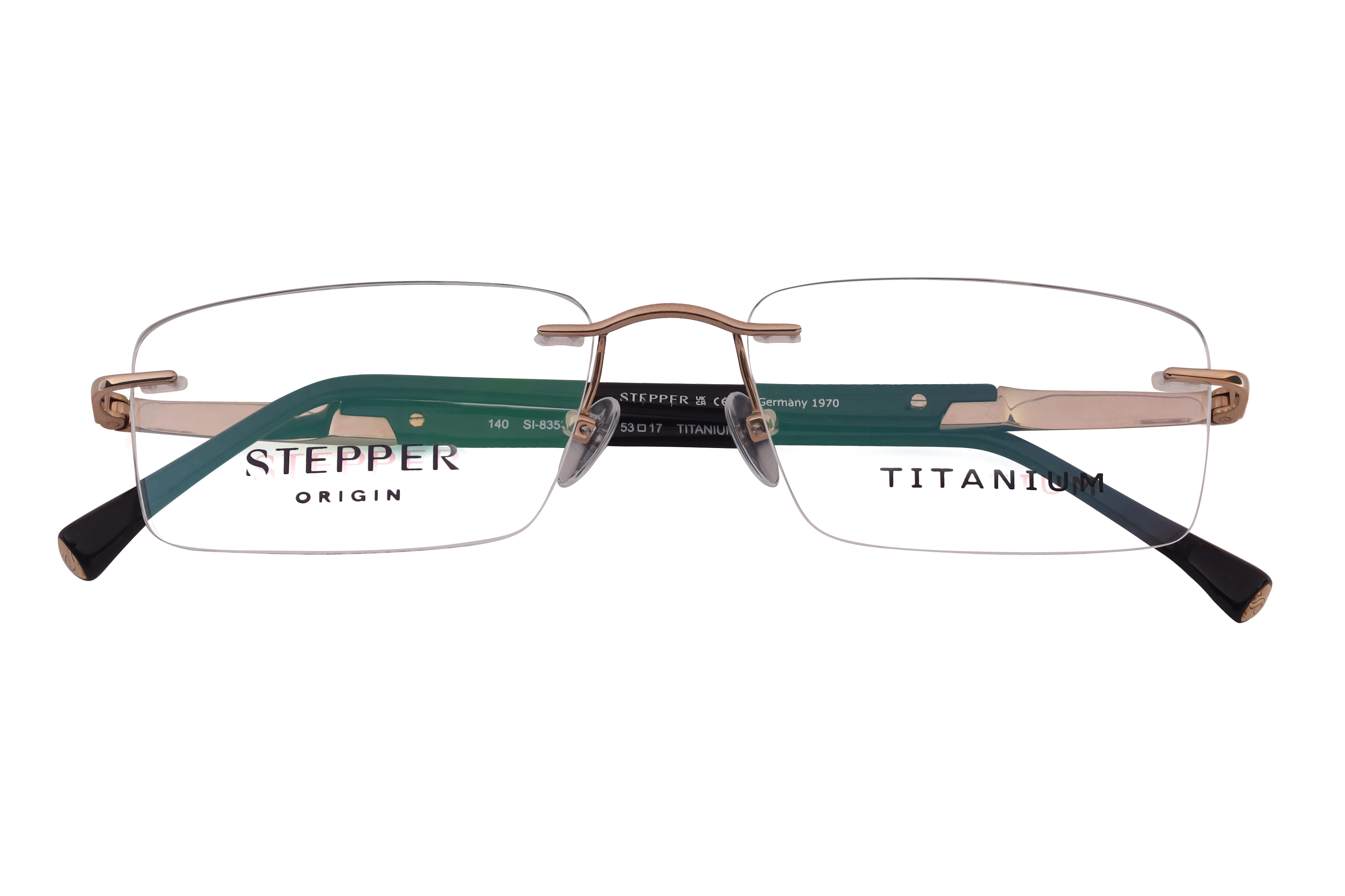 Hans Stepper SI-8353 Frame Gold Unisex RimLess Titanium Frame — Gold frame — view 4