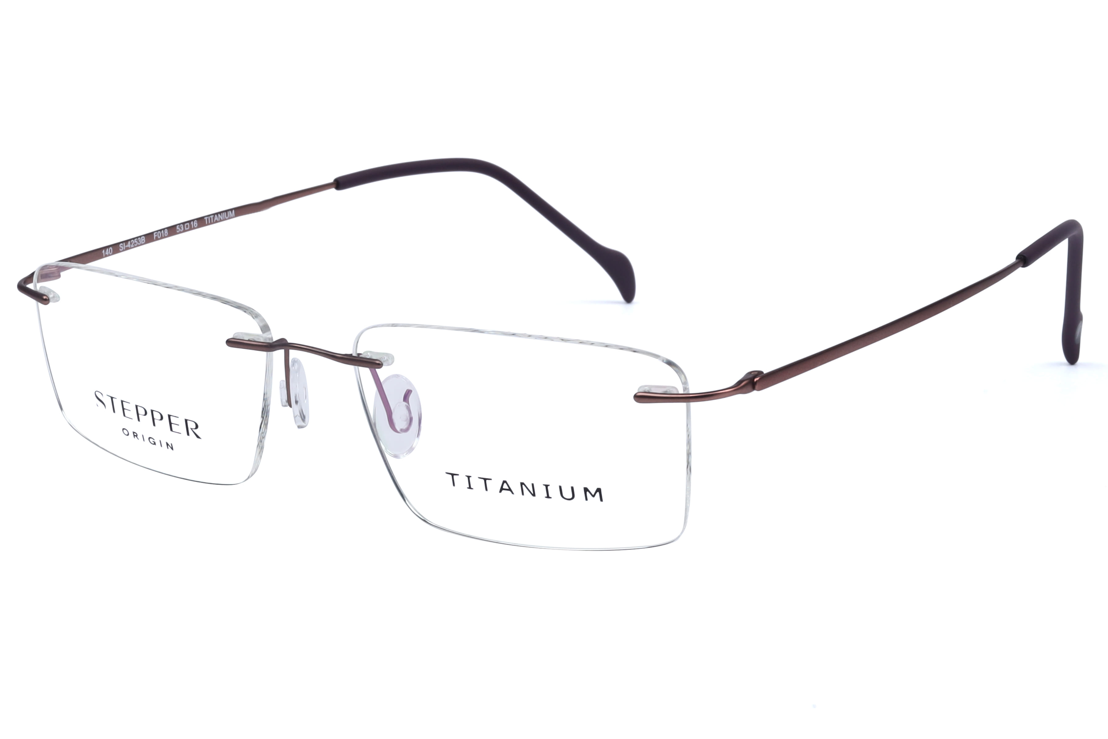 Hans Stepper SI-4253B Frame Brown Male RimLess Titanium Frame — Brown frame — view 1