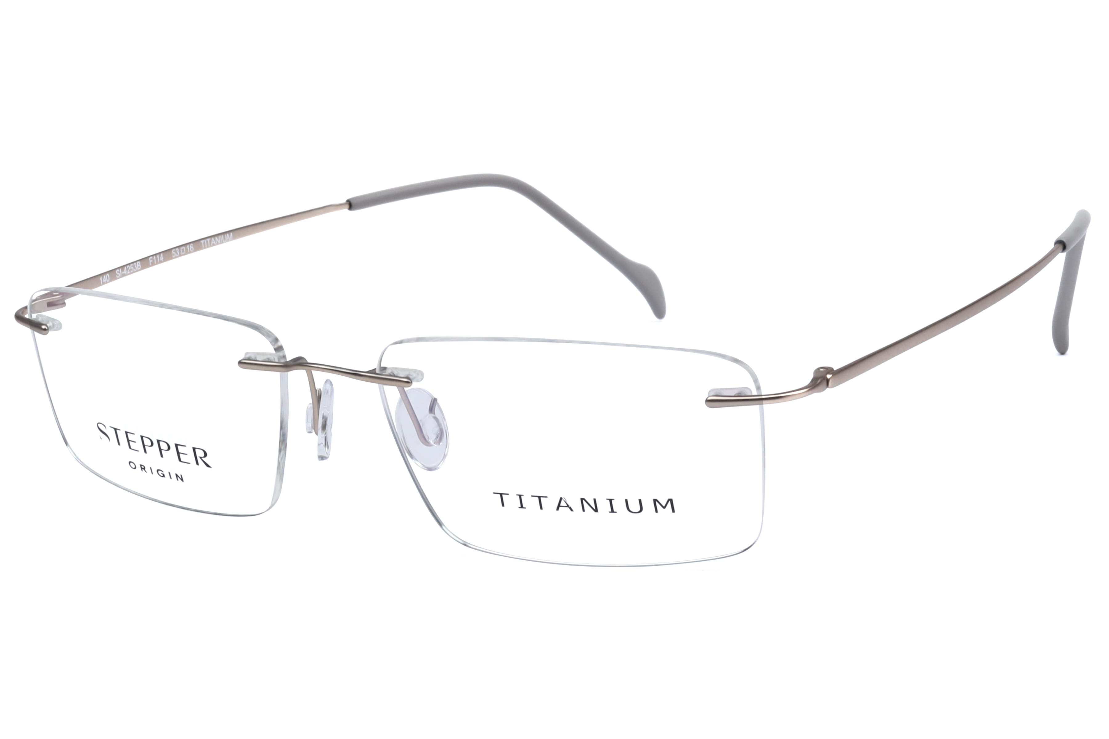 Hans Stepper SI-4253B Frame Matt Gold Male RimLess Titanium Frame — Matt Gold frame — view 1