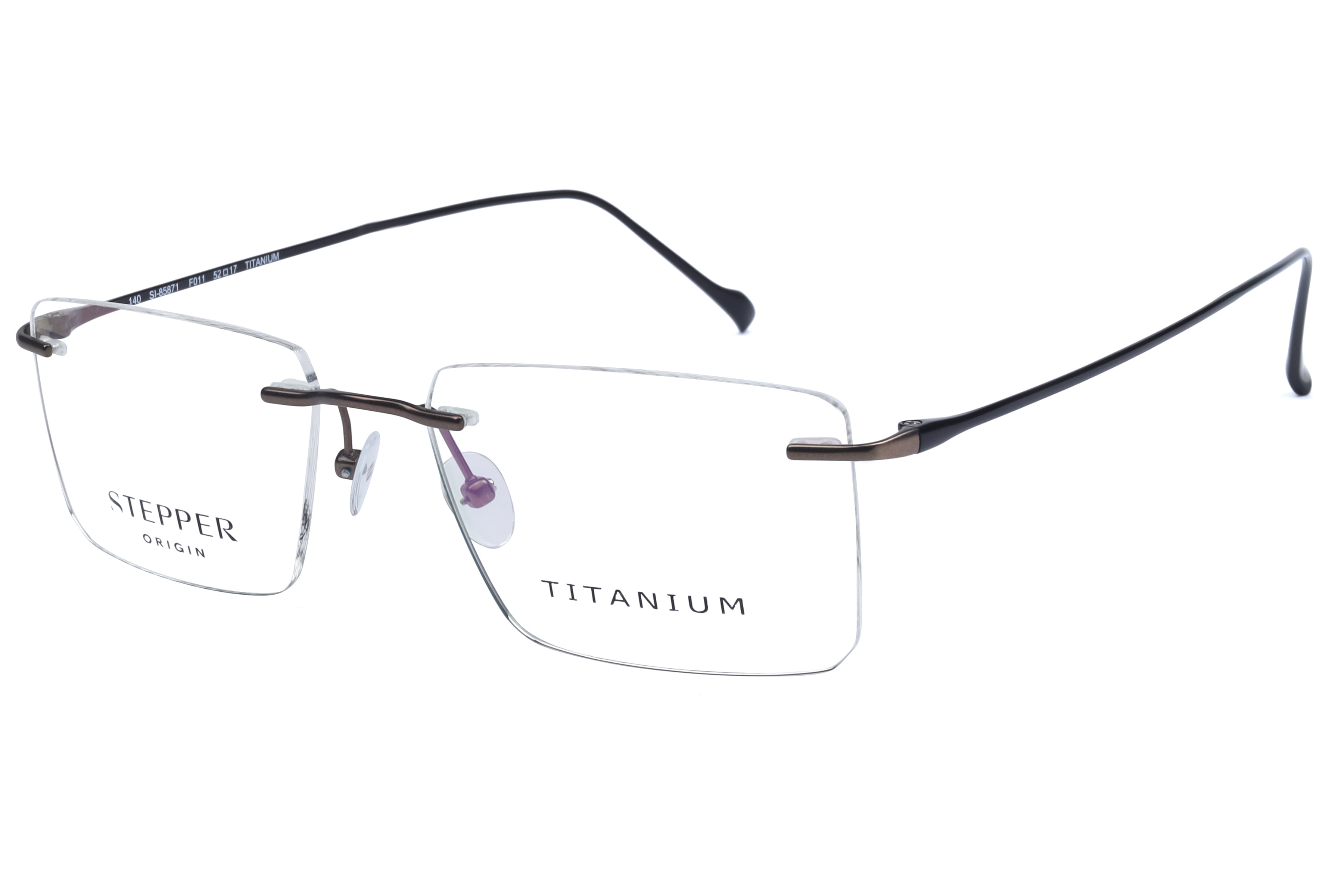 Hans Stepper SI-85871 Frame Brown Male RimLess Titanium Frame — Brown frame — view 1