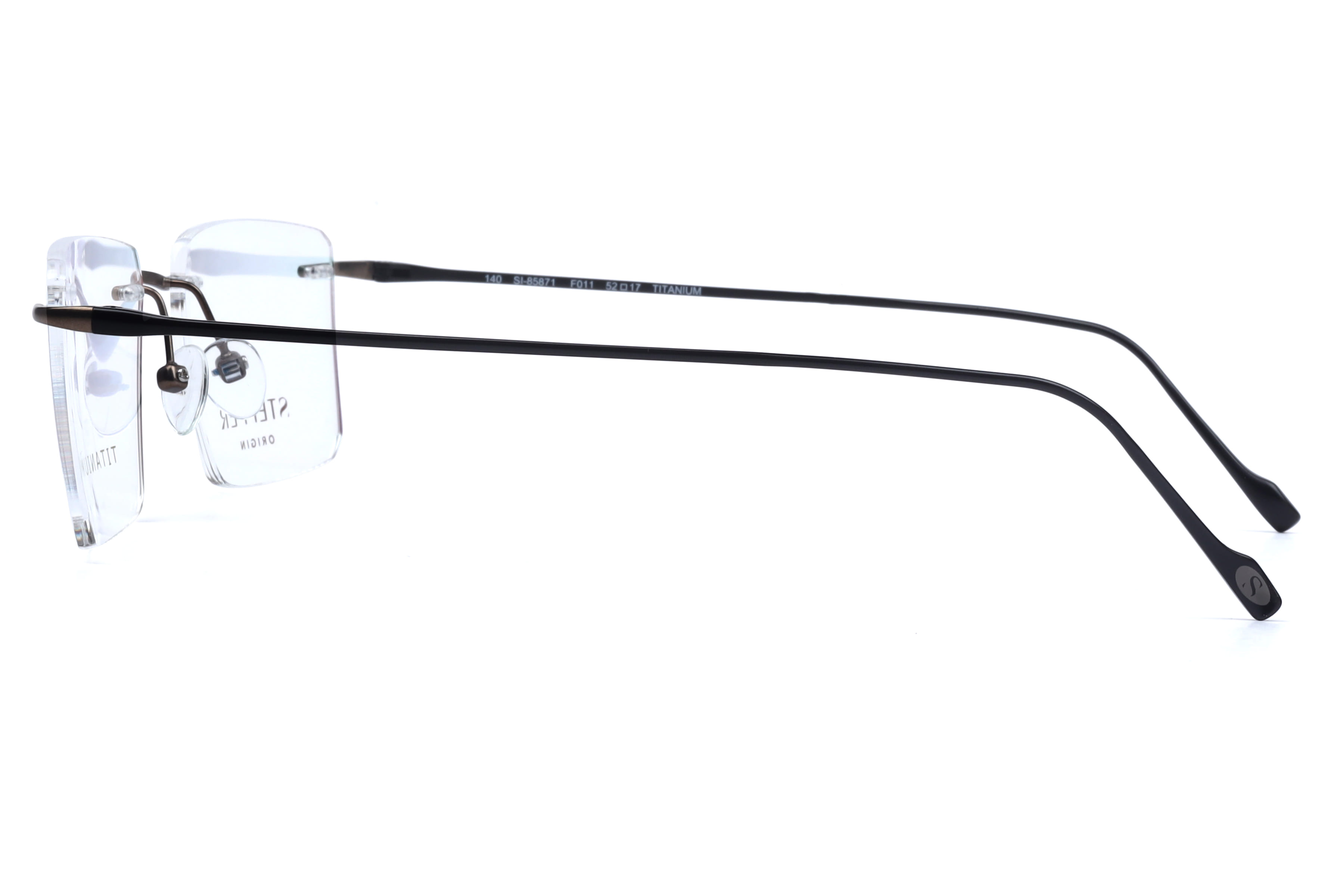 Hans Stepper SI-85871 Frame Brown Male RimLess Titanium Frame — Brown frame — view 2