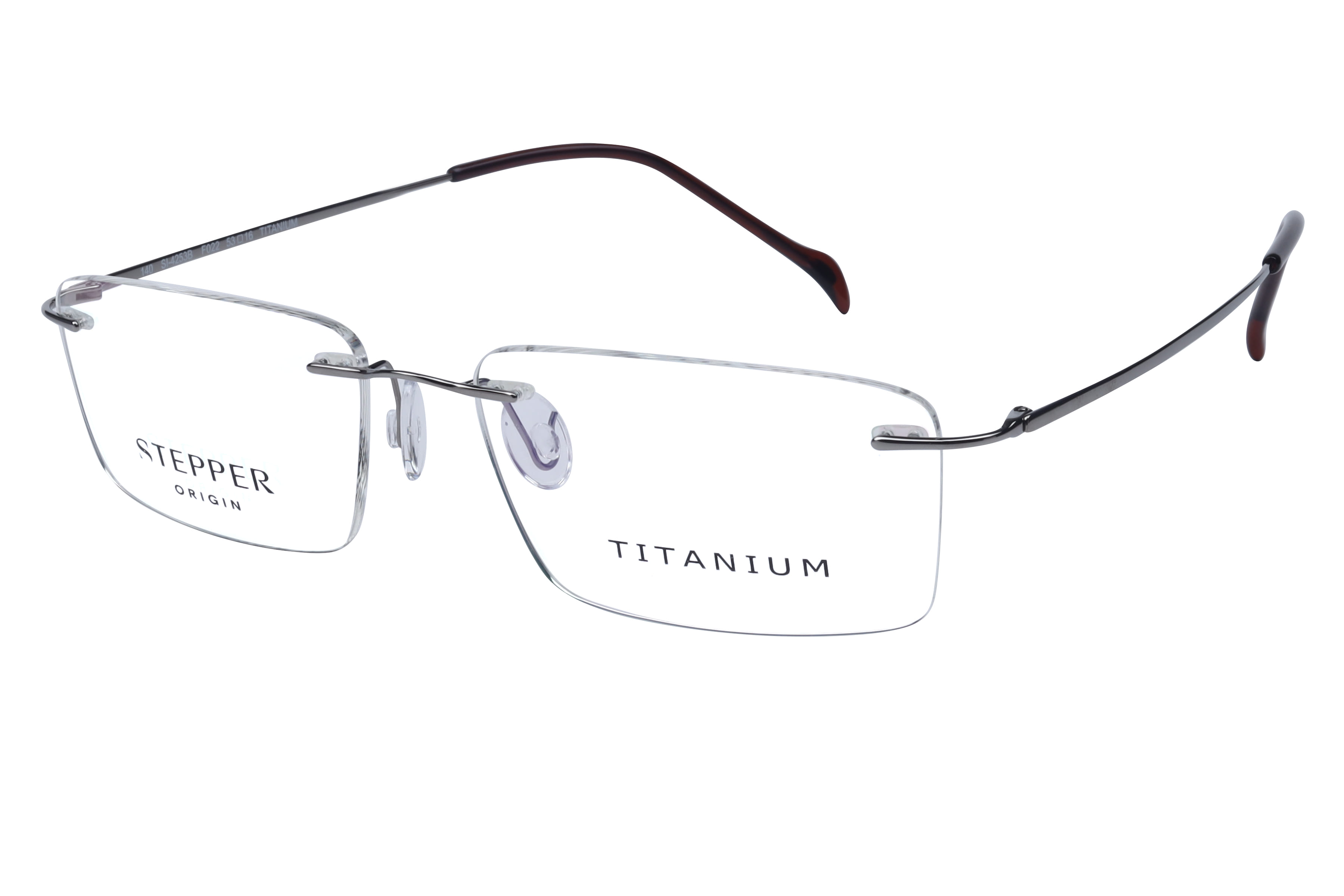 Hans Stepper SI-4253B Frame Silver Male RimLess Titanium Frame — Silver frame — view 1