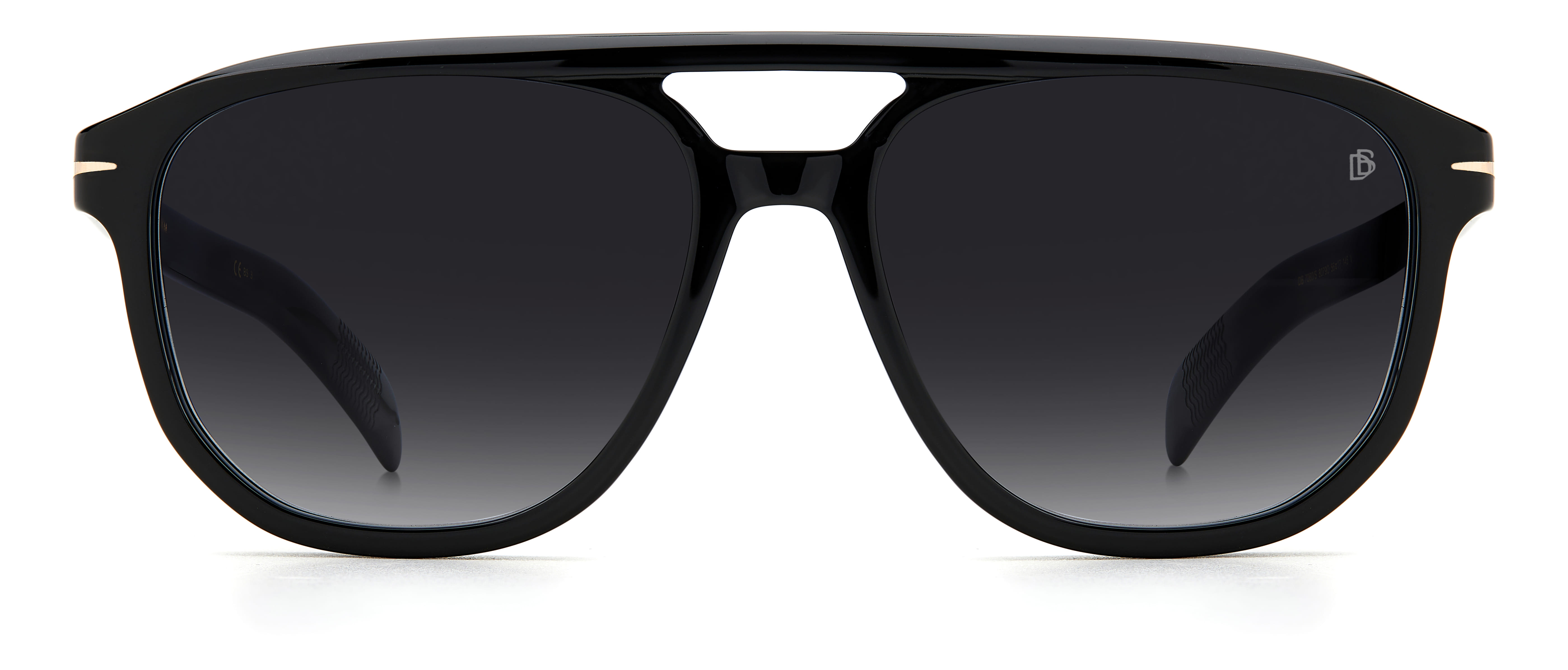 David Beckham DB 7080/S Sunglass Black Male Full Shell Sunglass — Black frame — view 2