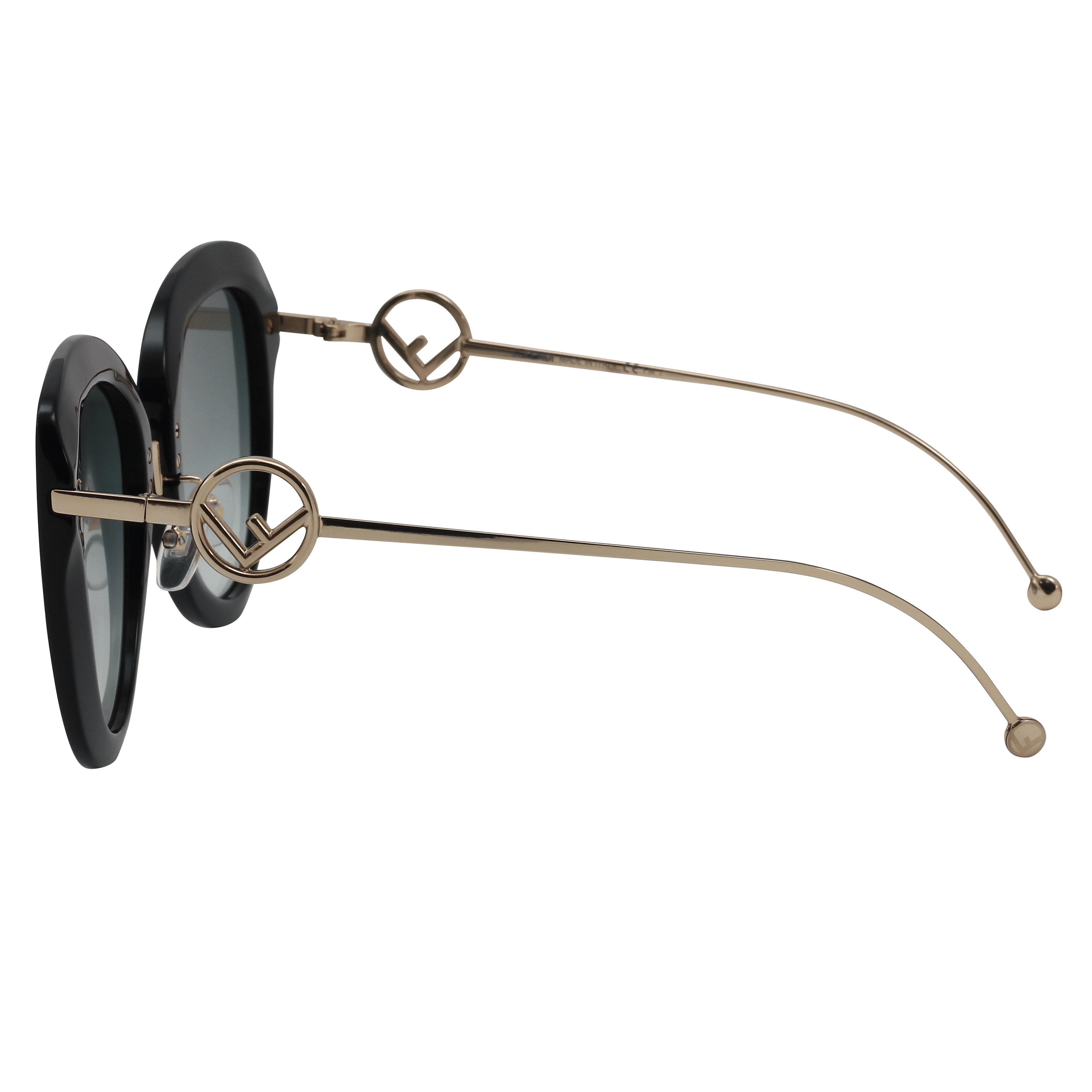 Fendi FF 0409/S Sunglass Black Female Full Metal Sunglass — Black frame — view 3