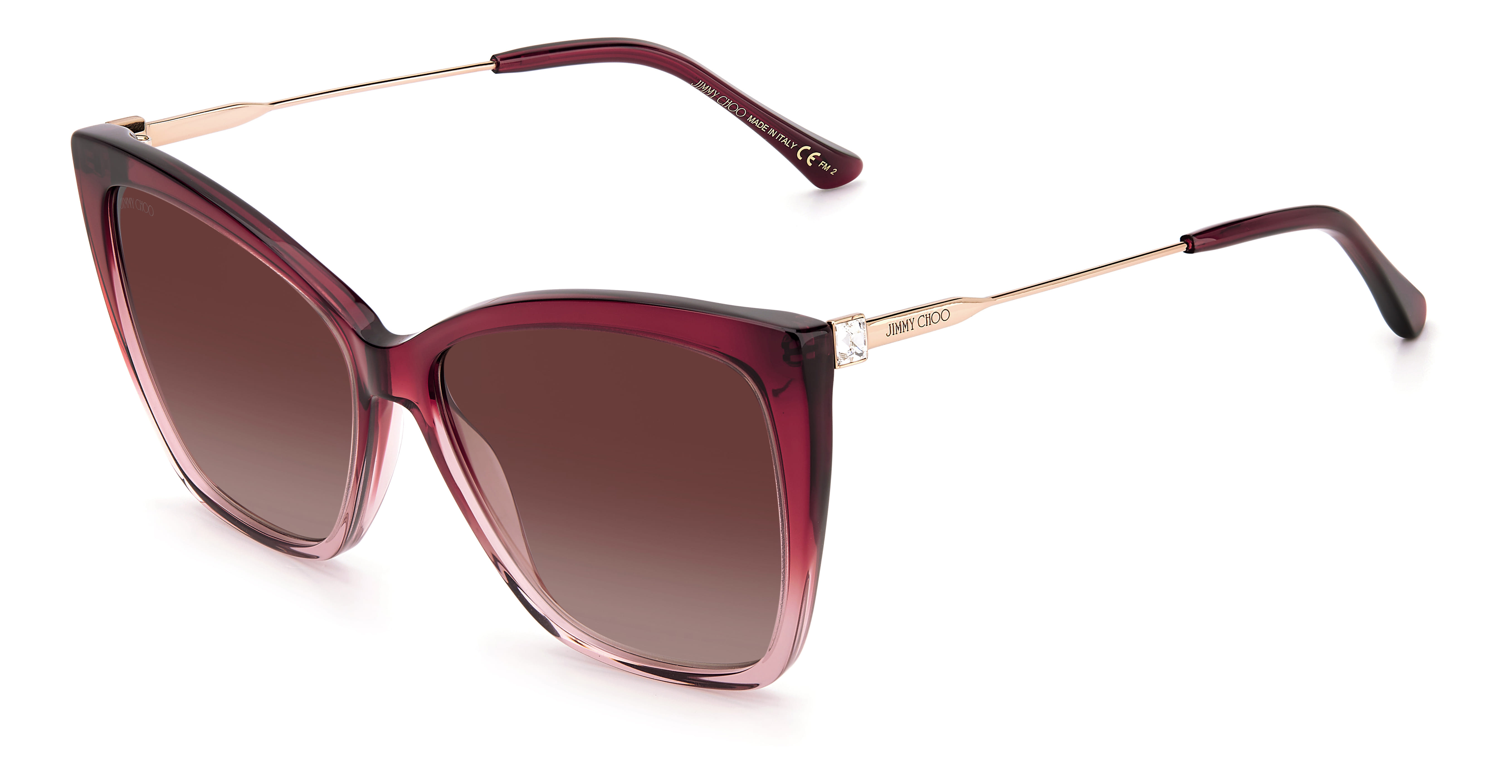 Jimmy Choo SEBA/S Sunglass Maroon Female Full Metal Sunglass — Maroon frame — view 1