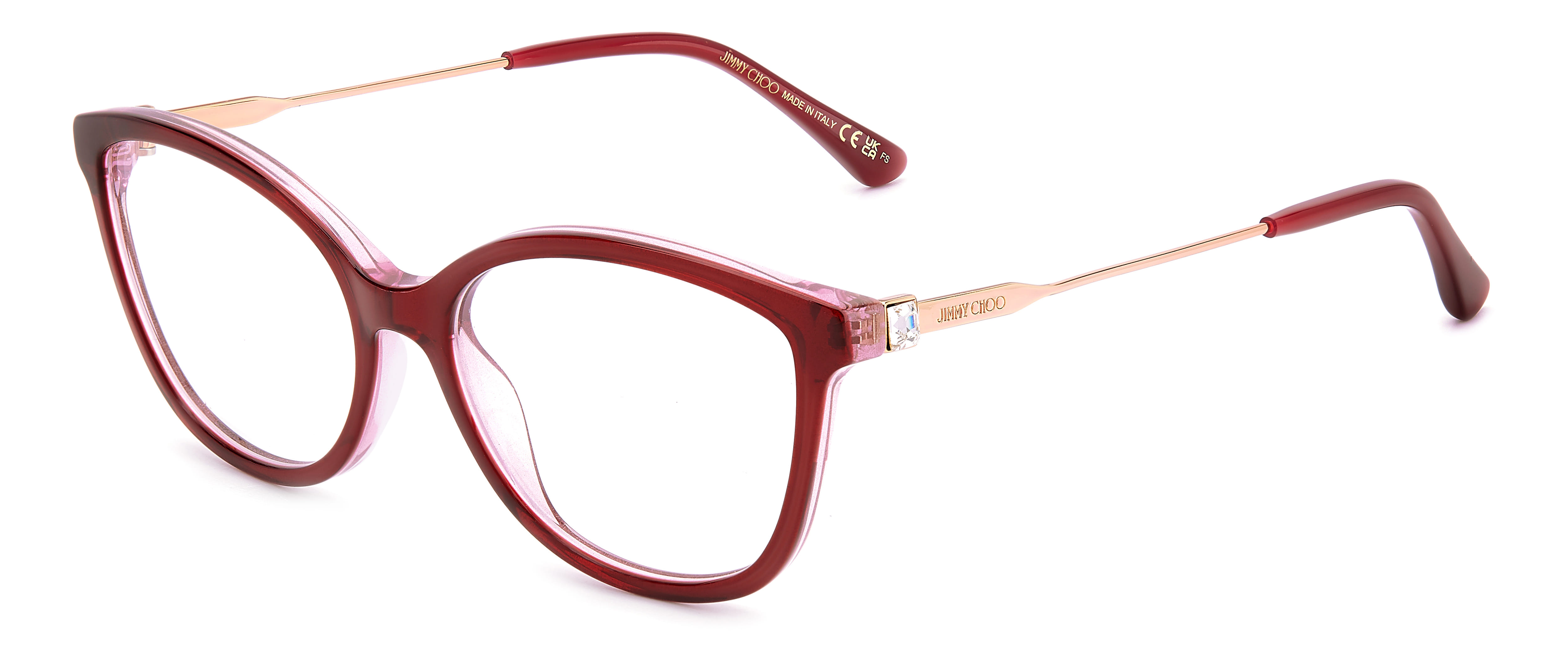 Jimmy Choo JC373 Frame Maroon Female Full Metal Frame — Maroon frame — view 1
