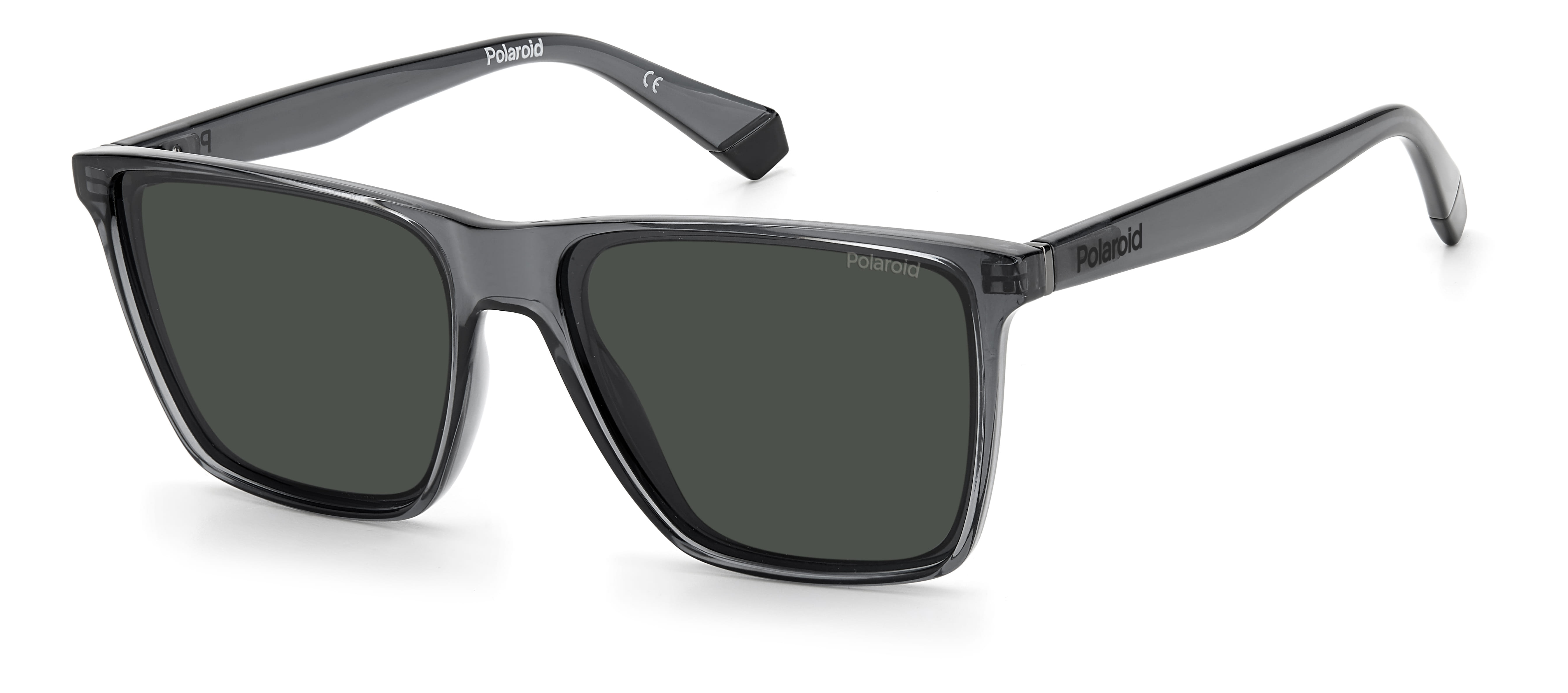 Polaroid PLD 6141/S Sunglass Transparent Grey Male Full Shel Sunglass — Transparent Grey frame — view 1