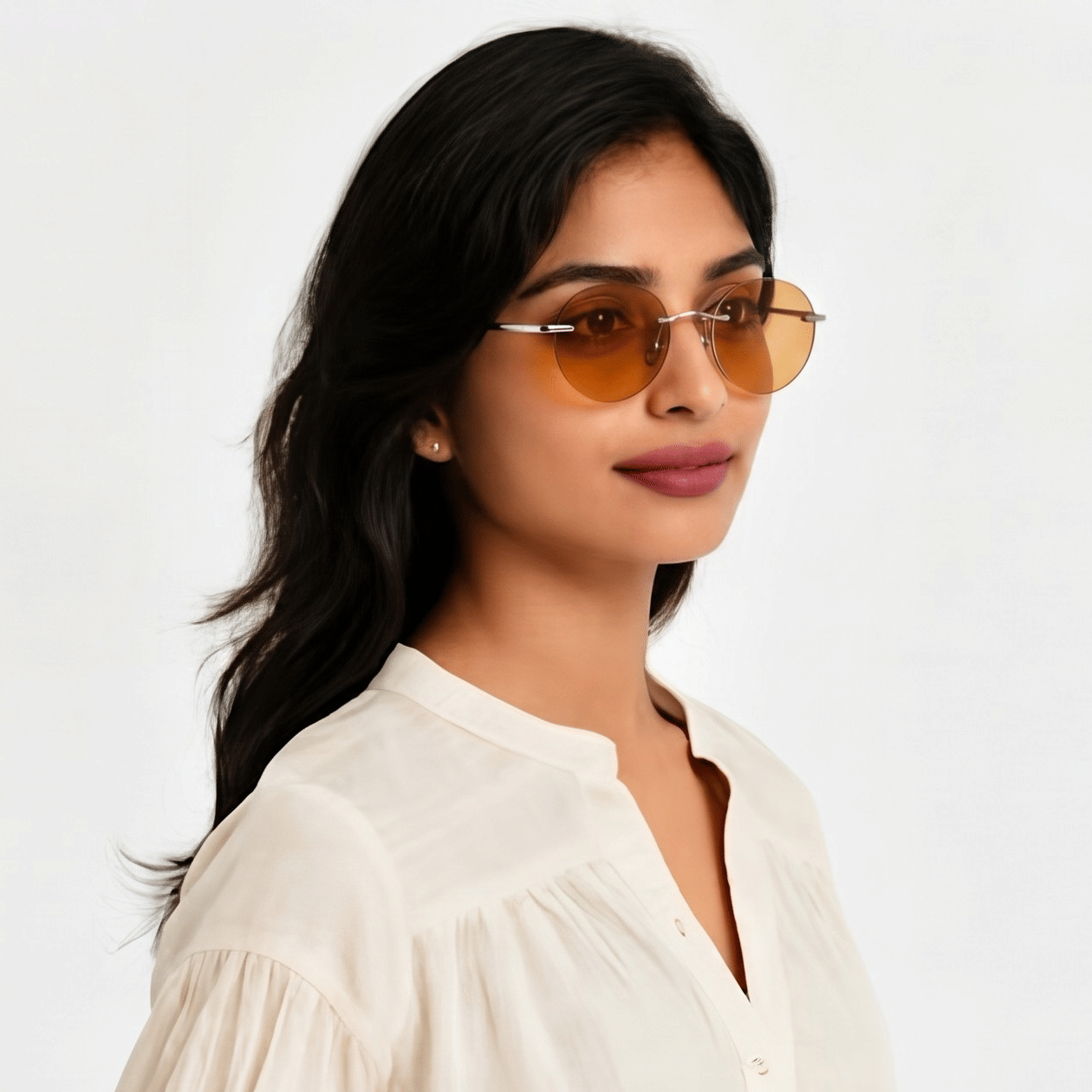 Inspira AK17299 Sunglass Silver Unisex RimLess Metal Sunglass — Silver frame — view 2