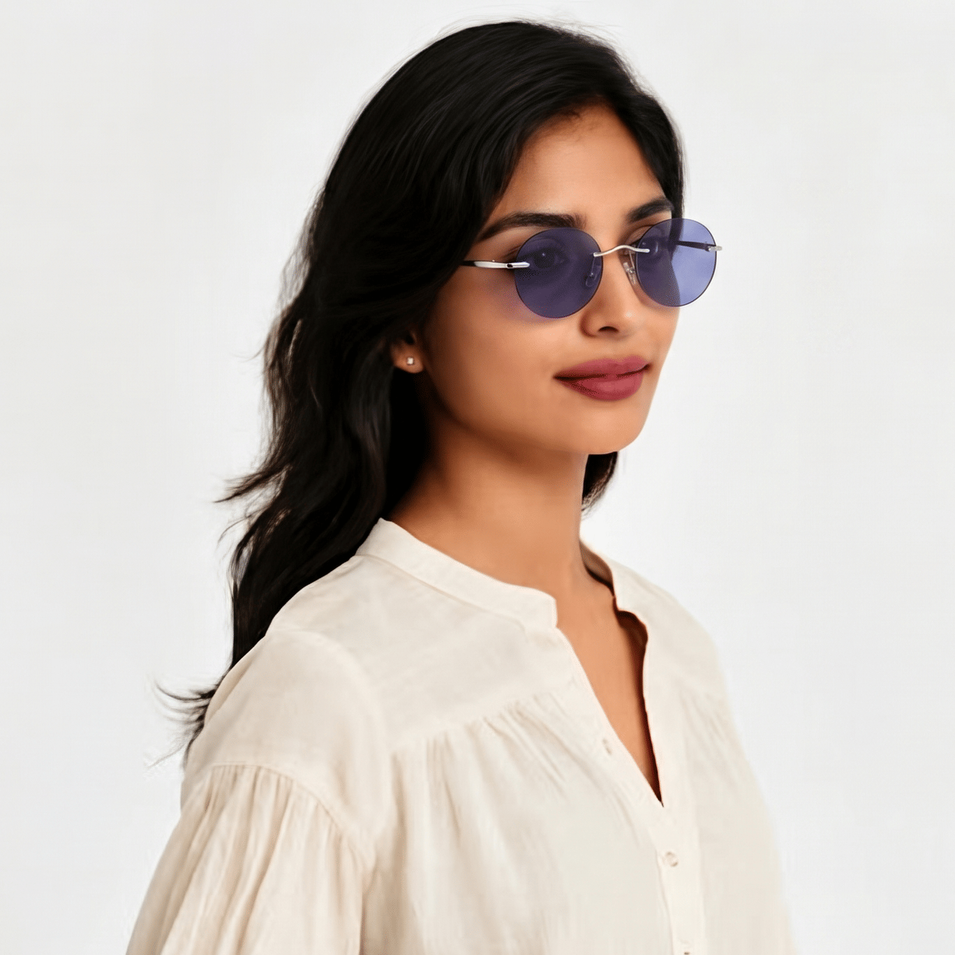Inspira AK17299 Sunglass Silver Unisex RimLess Metal Sunglass — Silver frame — view 1