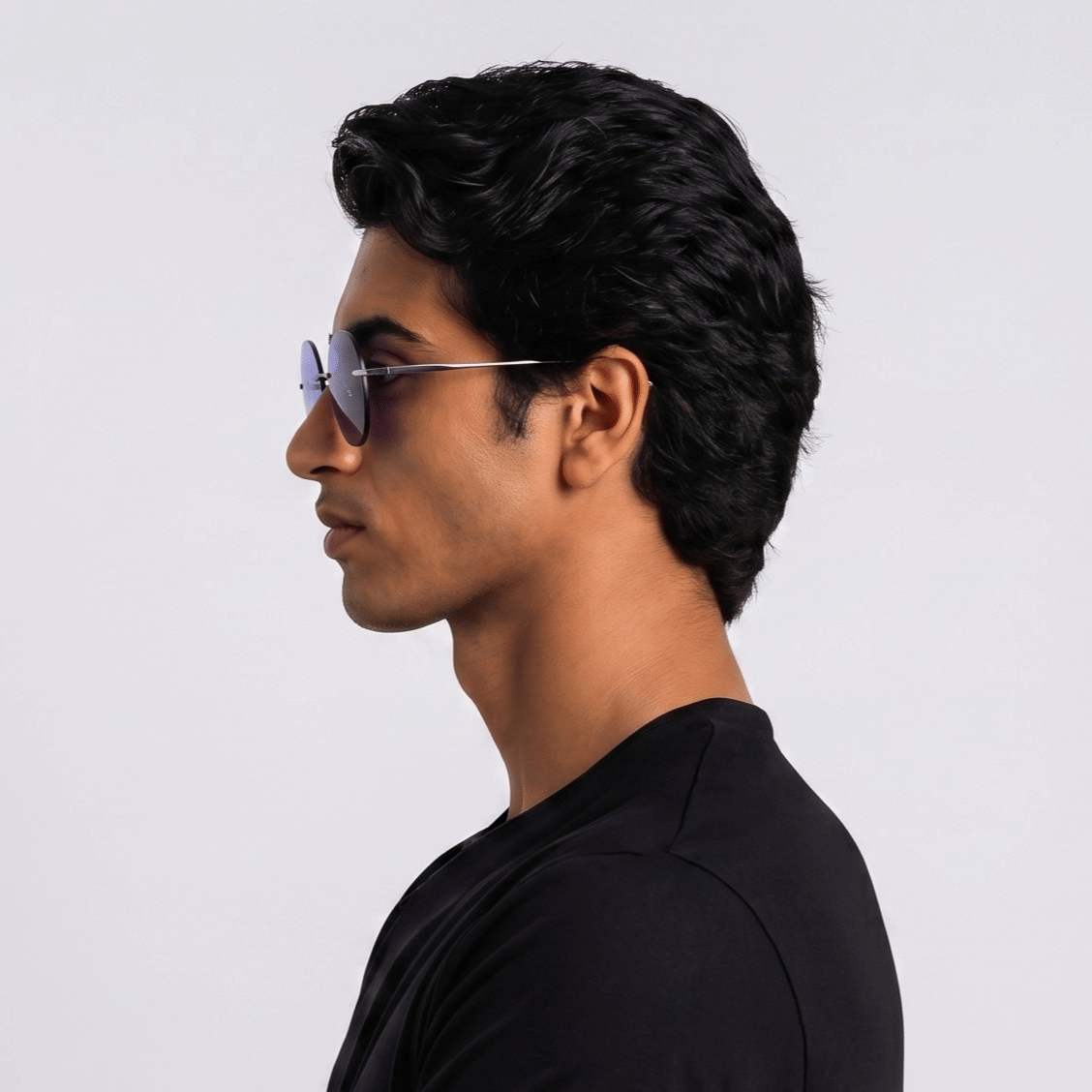 Inspira AK17299 Sunglass Silver Unisex RimLess Metal Sunglass — Silver frame — view 3