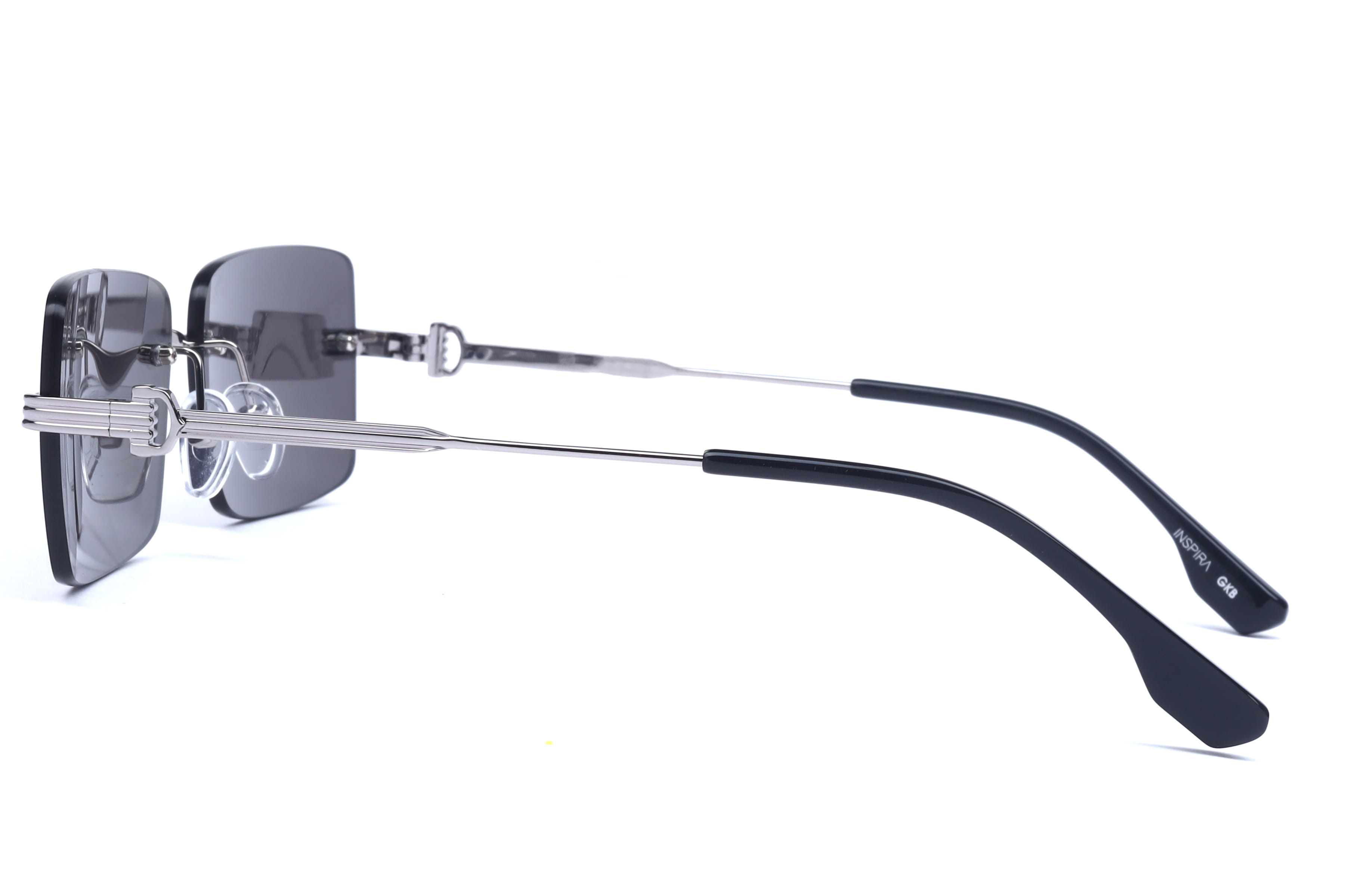 Inspira AK25020 Sunglass Gun Metal Male RimLess Metal Sunglass — Gun Metal frame — view 5