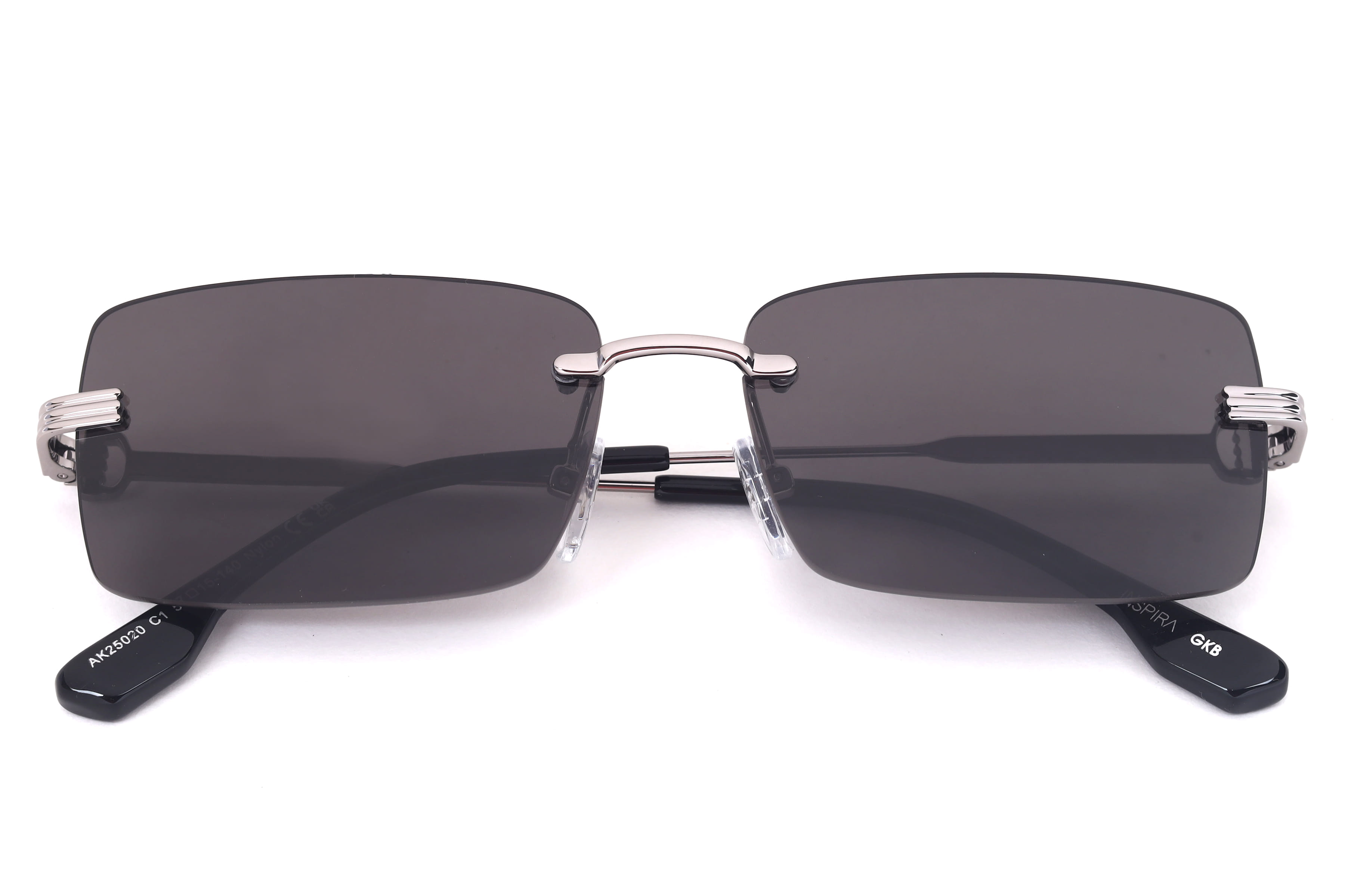 Inspira AK25020 Sunglass Gun Metal Male RimLess Metal Sunglass — Gun Metal frame — view 6