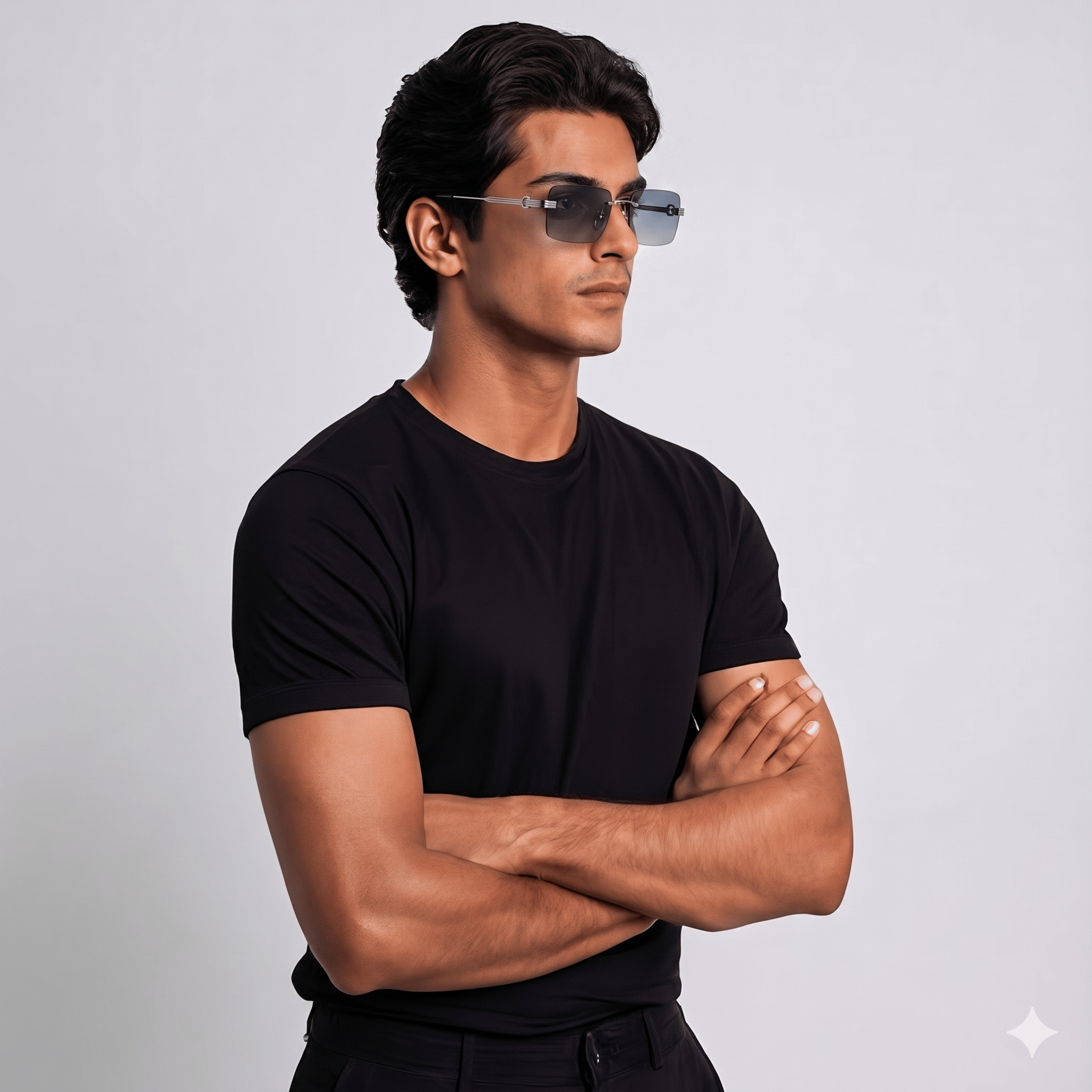Inspira AK25020 Sunglass Gun Metal Male RimLess Metal Sunglass — Gun Metal frame — view 1