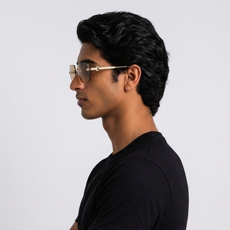 Inspira AK25020 Sunglass Gold Male RimLess Metal Sunglass — Gold frame — view 1
