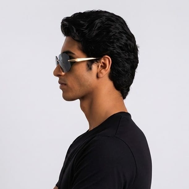 Inspira AK17302 Sunglass Gold Unisex RimLess Metal Sunglass — Gold frame — view 1