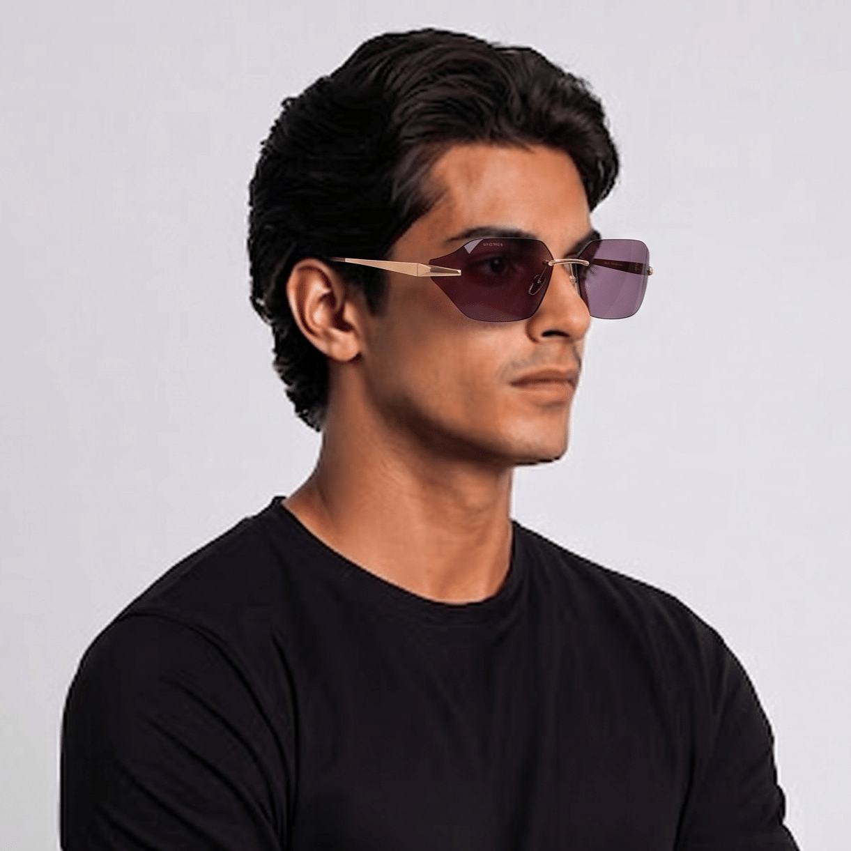 Inspira AK17302 Sunglass Gold Unisex RimLess Metal Sunglass — Gold frame — view 3
