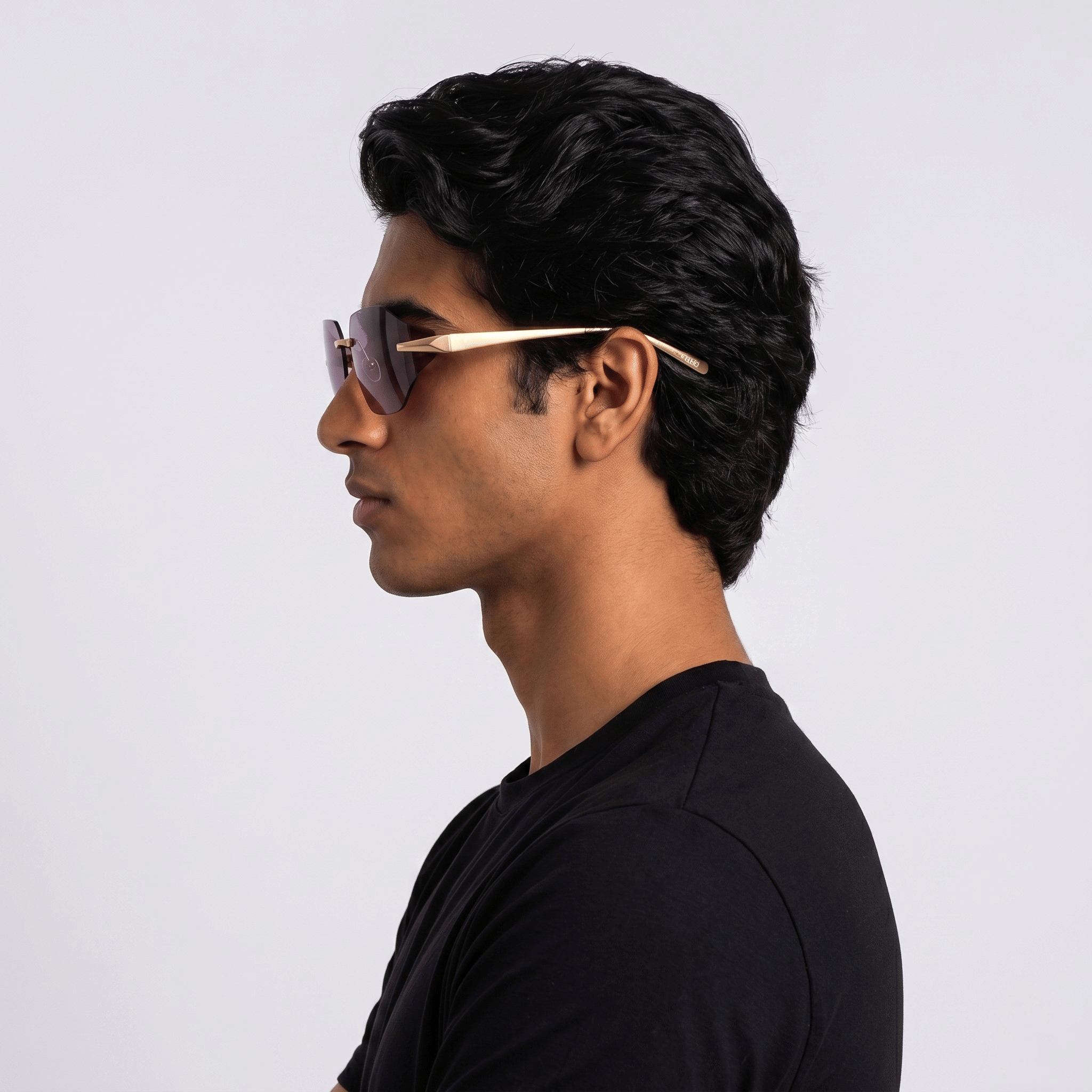 Inspira AK17302 Sunglass Gold Unisex RimLess Metal Sunglass — Gold frame — view 4