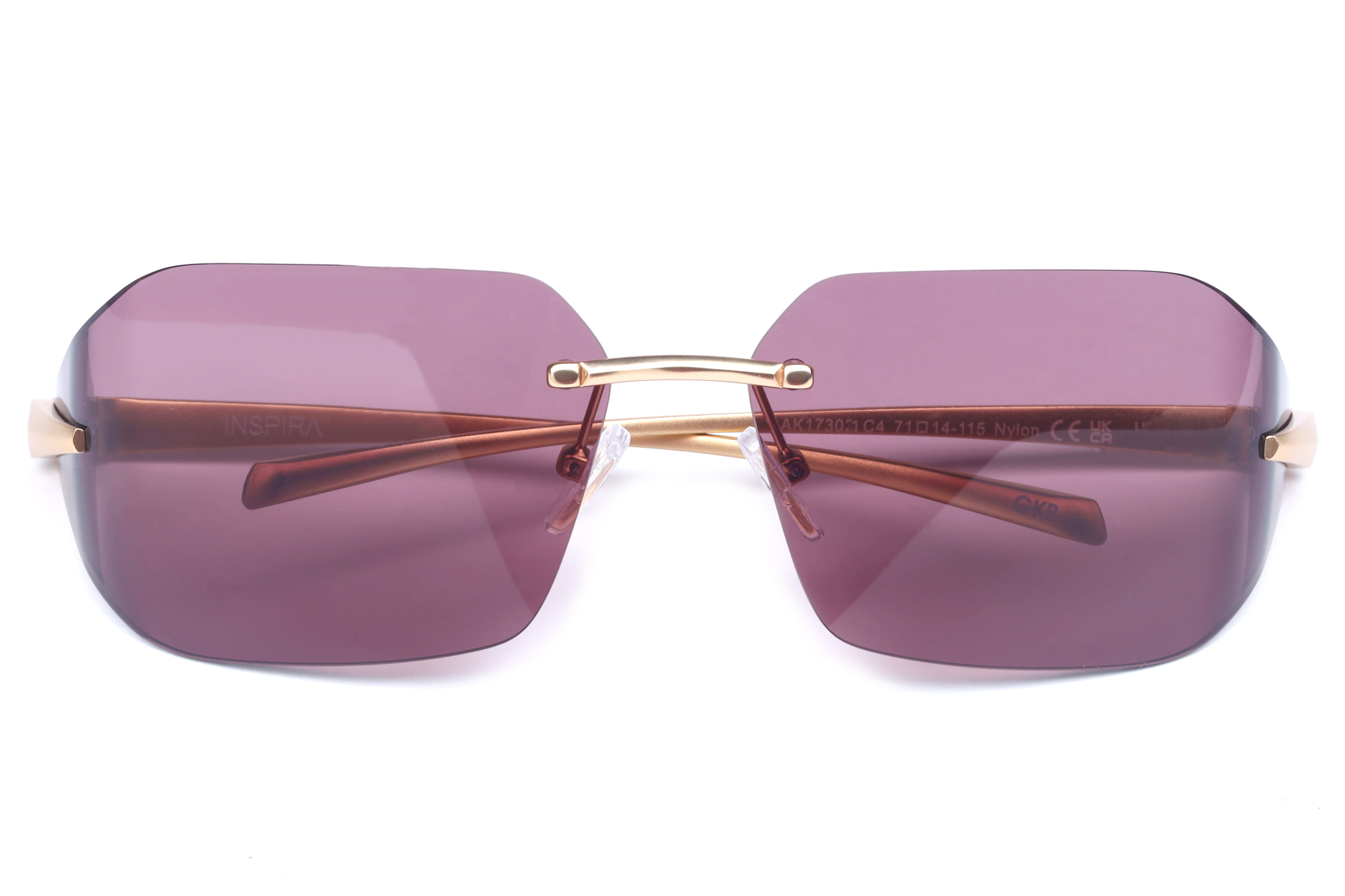 Inspira AK17302 Sunglass Gold Unisex RimLess Metal Sunglass — Gold frame — view 7