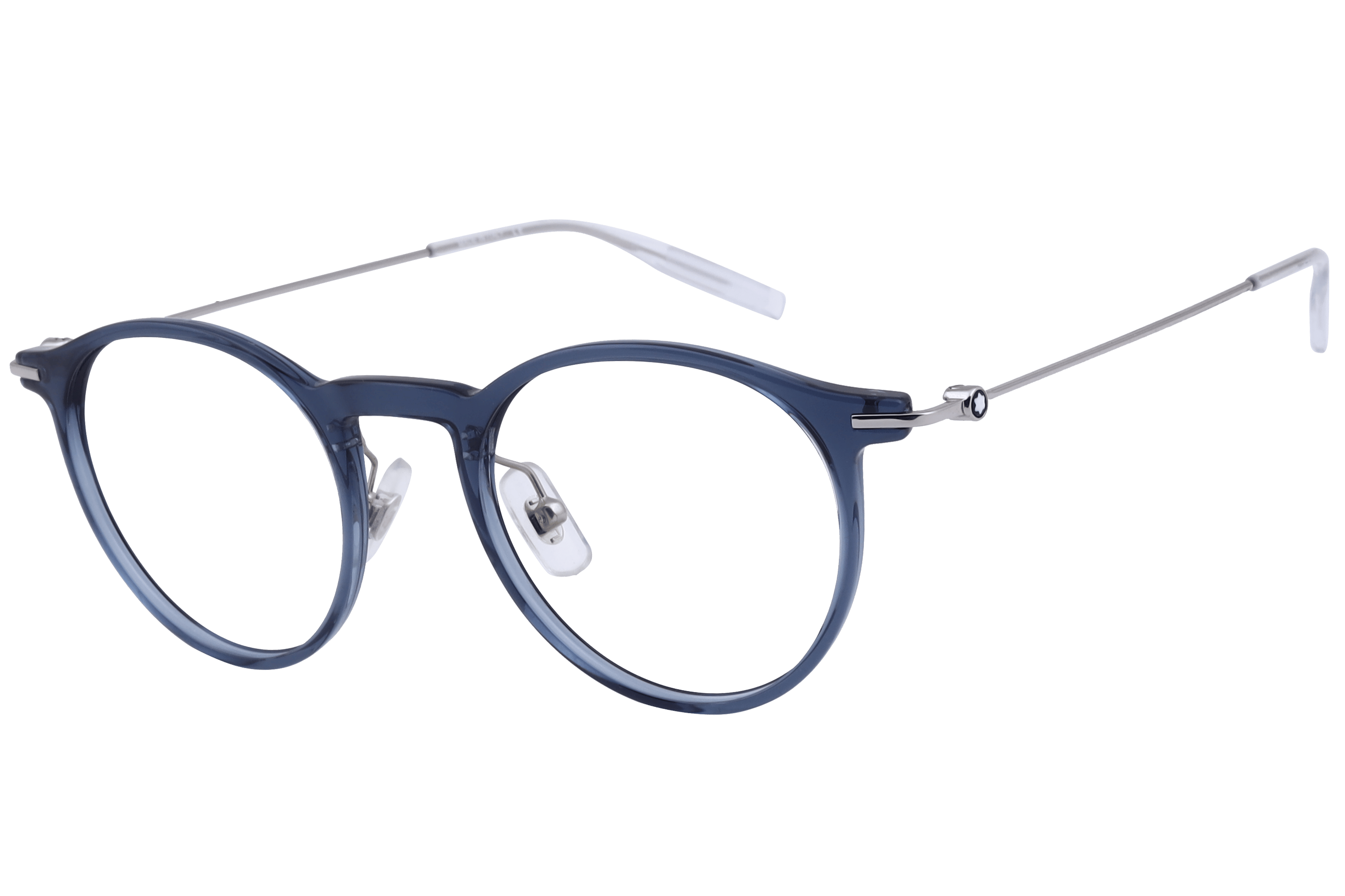 Mont Blanc N MB0099O Frame Transparent Blue Male Full Metal — Transparent Blue frame