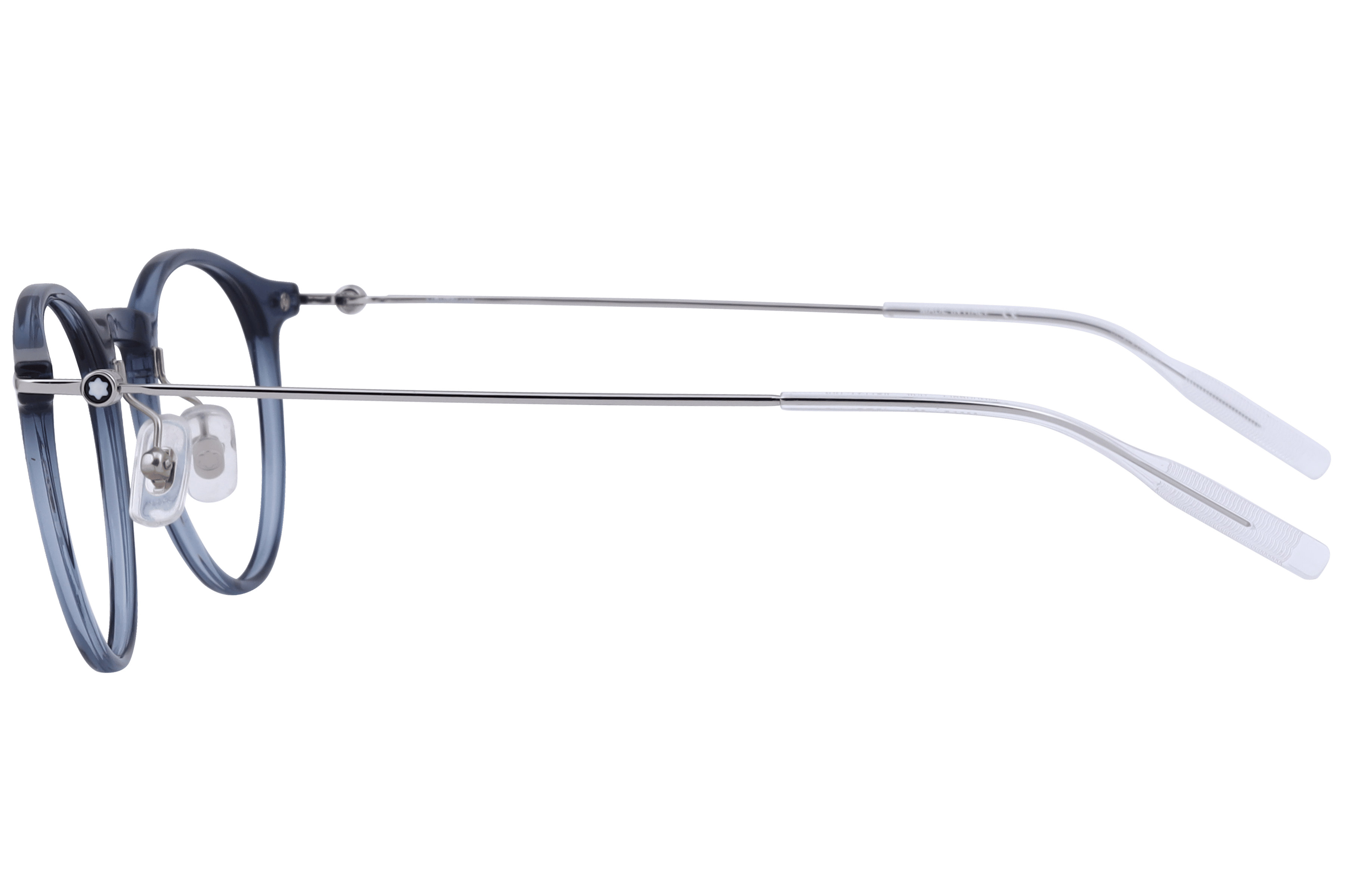 Mont Blanc N MB0099O Frame Transparent Blue Male Full Metal Frame — Transparent Blue frame — view 3