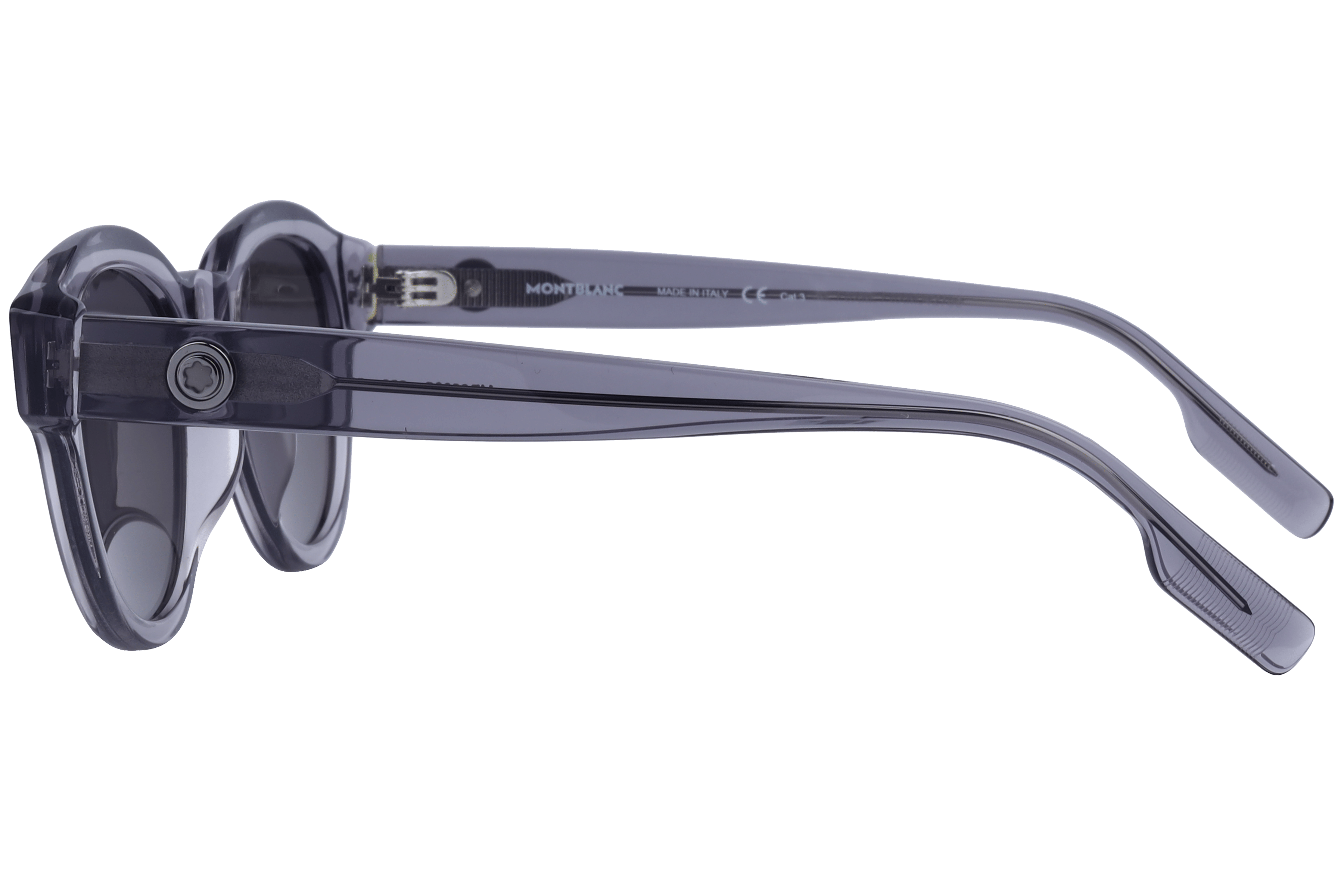Mont Blanc N MB0200S Sunglass Transparent Grey Male Full She Sunglass — Transparent Grey frame — view 3