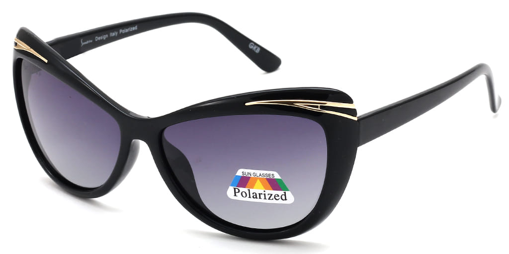 Inspira 1618D Sunglass Black Female Full Shell Sunglass — Black frame — view 2