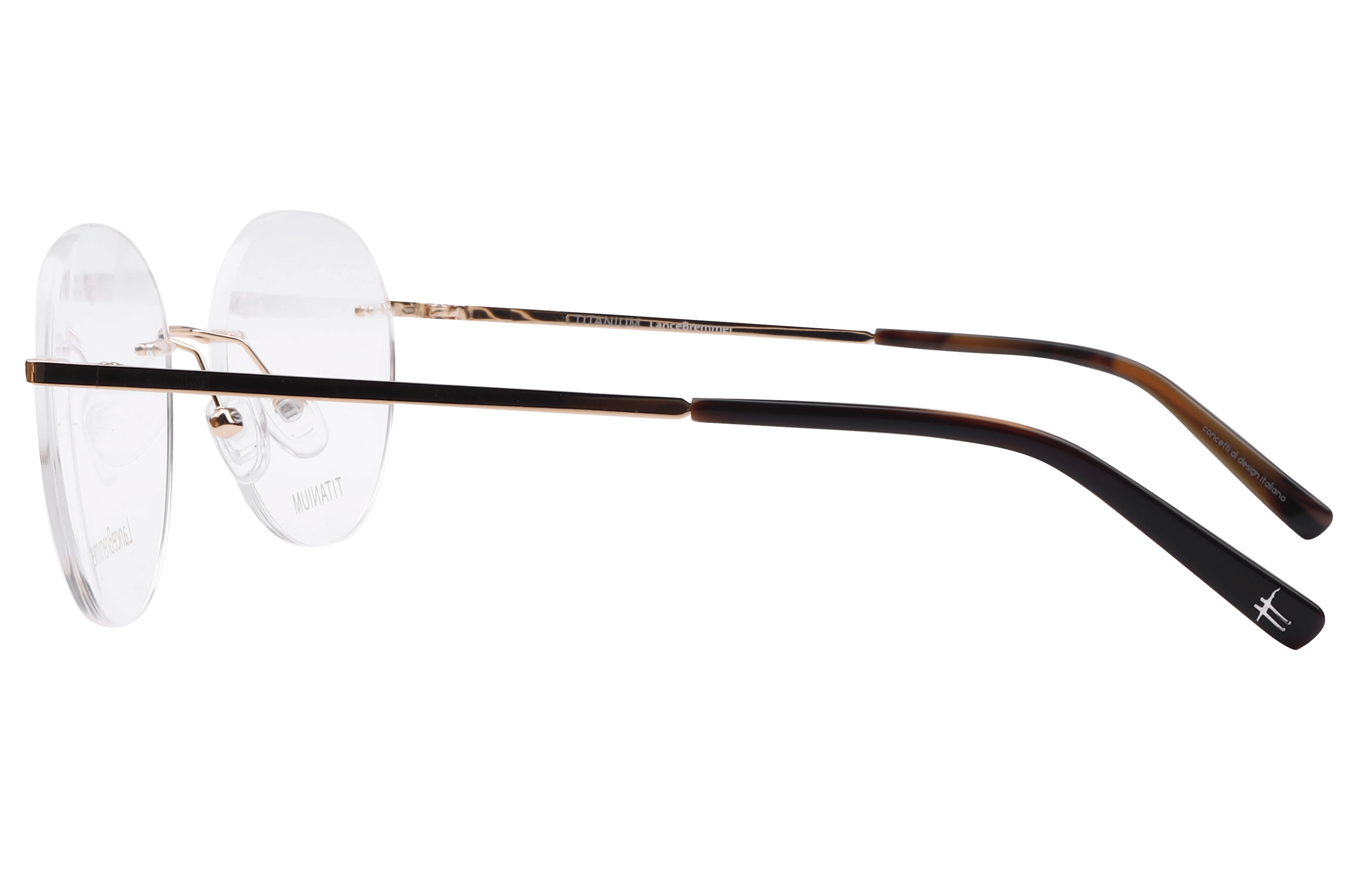 Lancebremmer PV9047 Frame Gold Unisex RimLess Titanium Frame — Gold frame — view 3