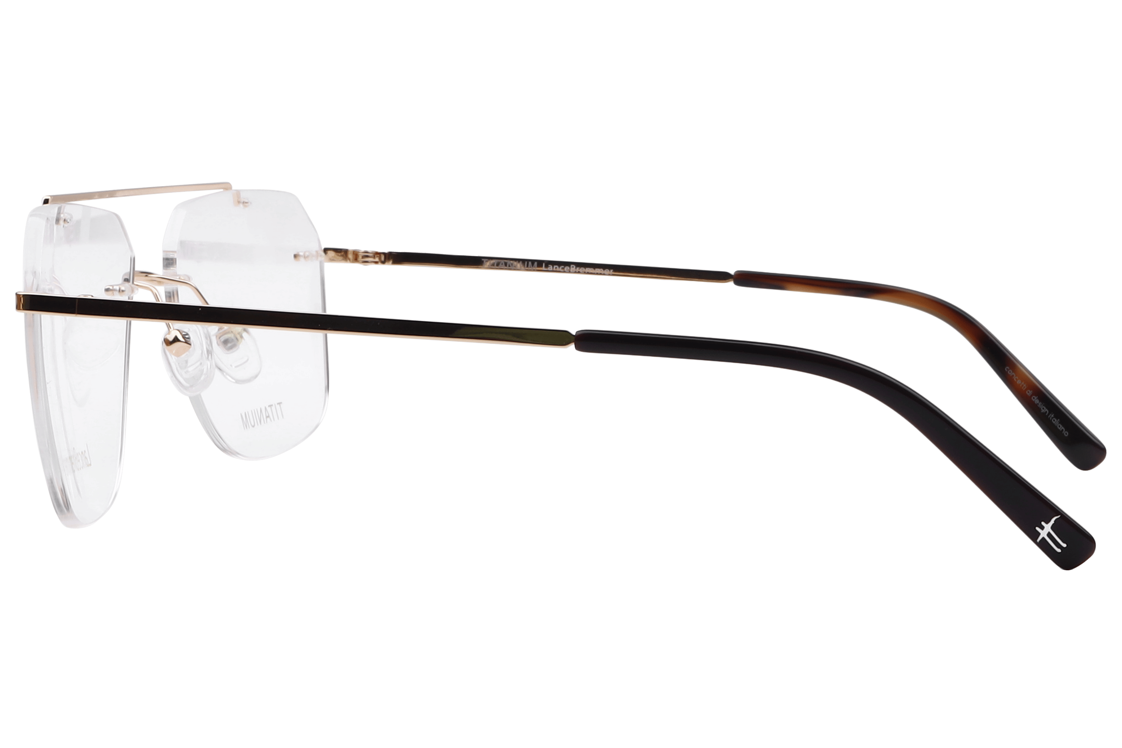 Lancebremmer PV9048 Frame Gold Male RimLess Titanium Frame — Gold frame — view 3