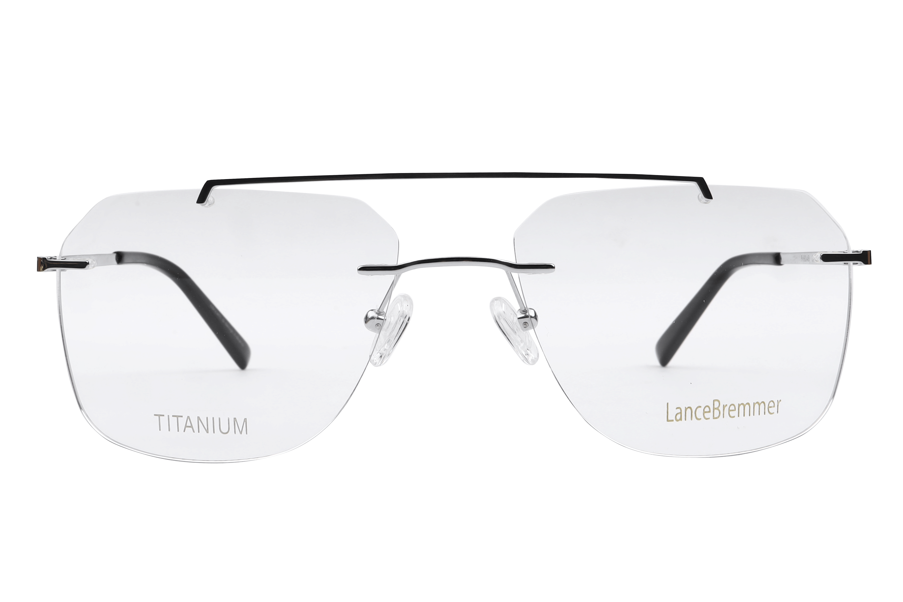 Lancebremmer PV9048 Frame Silver Male RimLess Titanium Frame — Silver frame — view 2