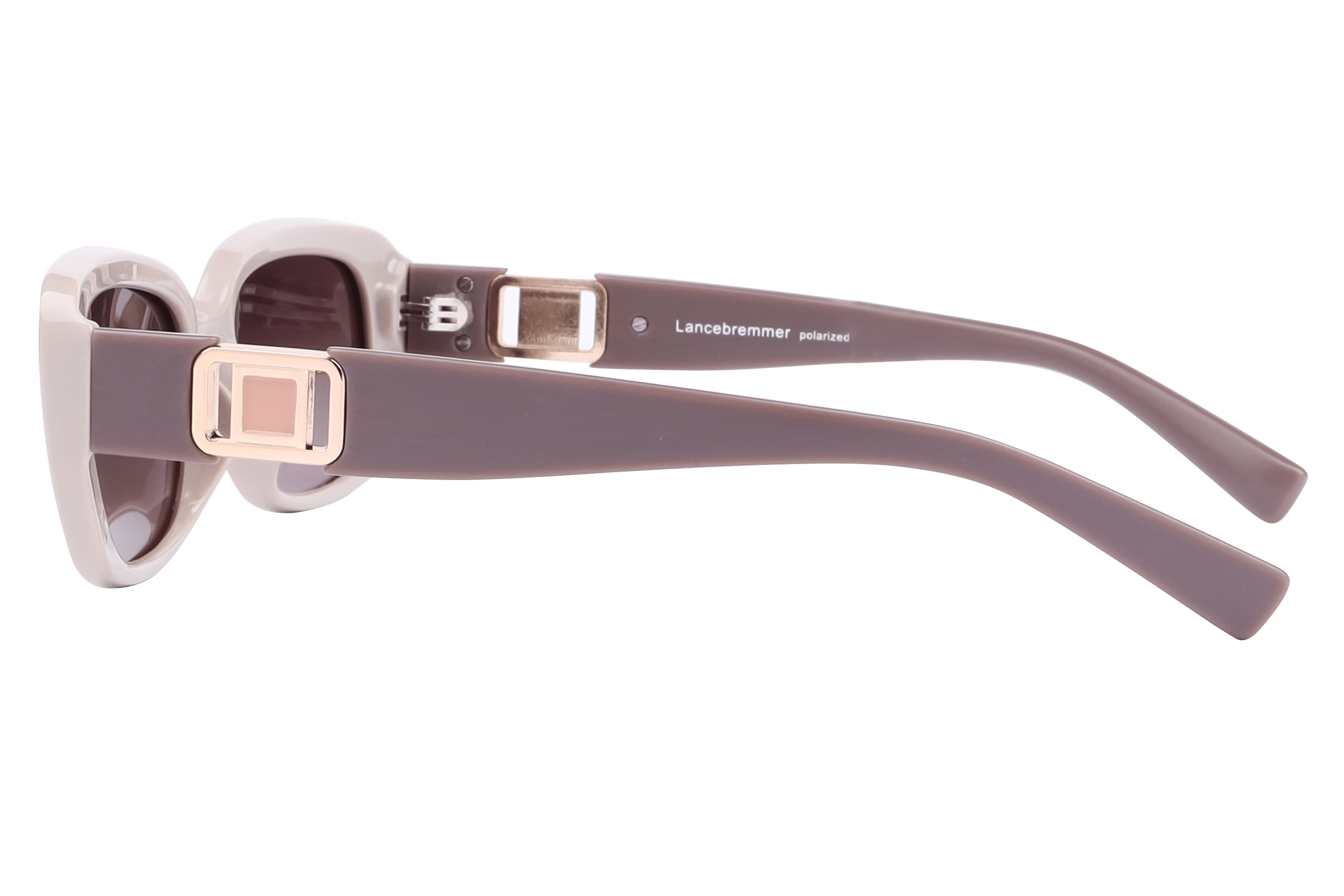 Lancebremmer S1002 Sunglass Beige Female Full Shell Sunglass — Beige frame — view 3