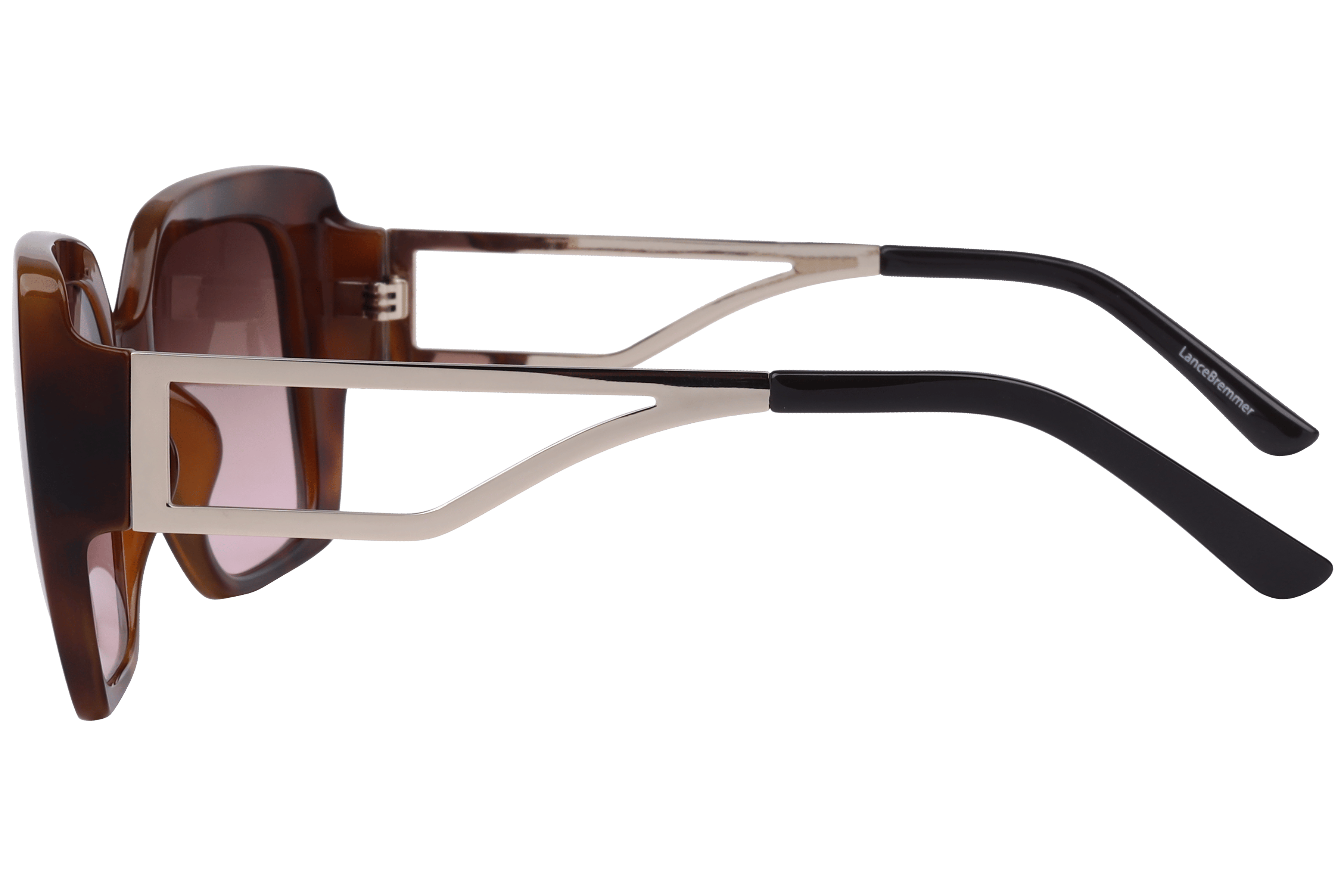 Lancebremmer S1018 Sunglass Havana Female Full Metal Sunglass — Havana frame — view 3