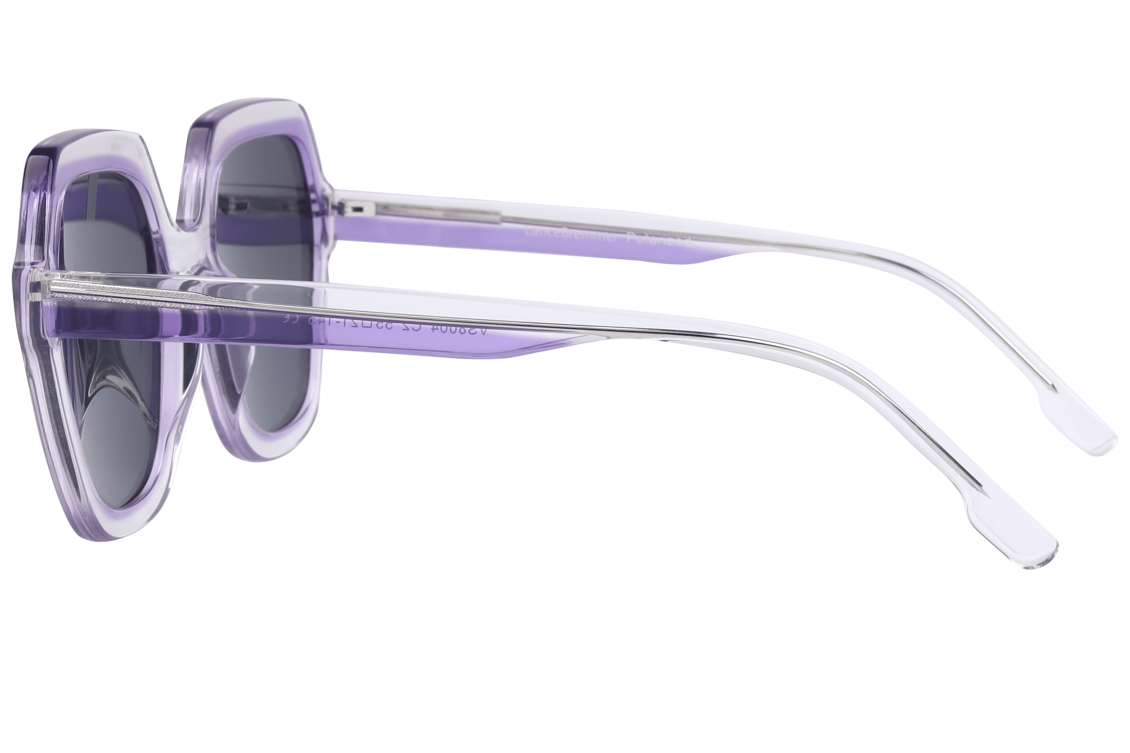 Lancebremmer VS8004 Sunglass Transparent Violet Female Full Sunglass — Transparent Violet frame — view 3