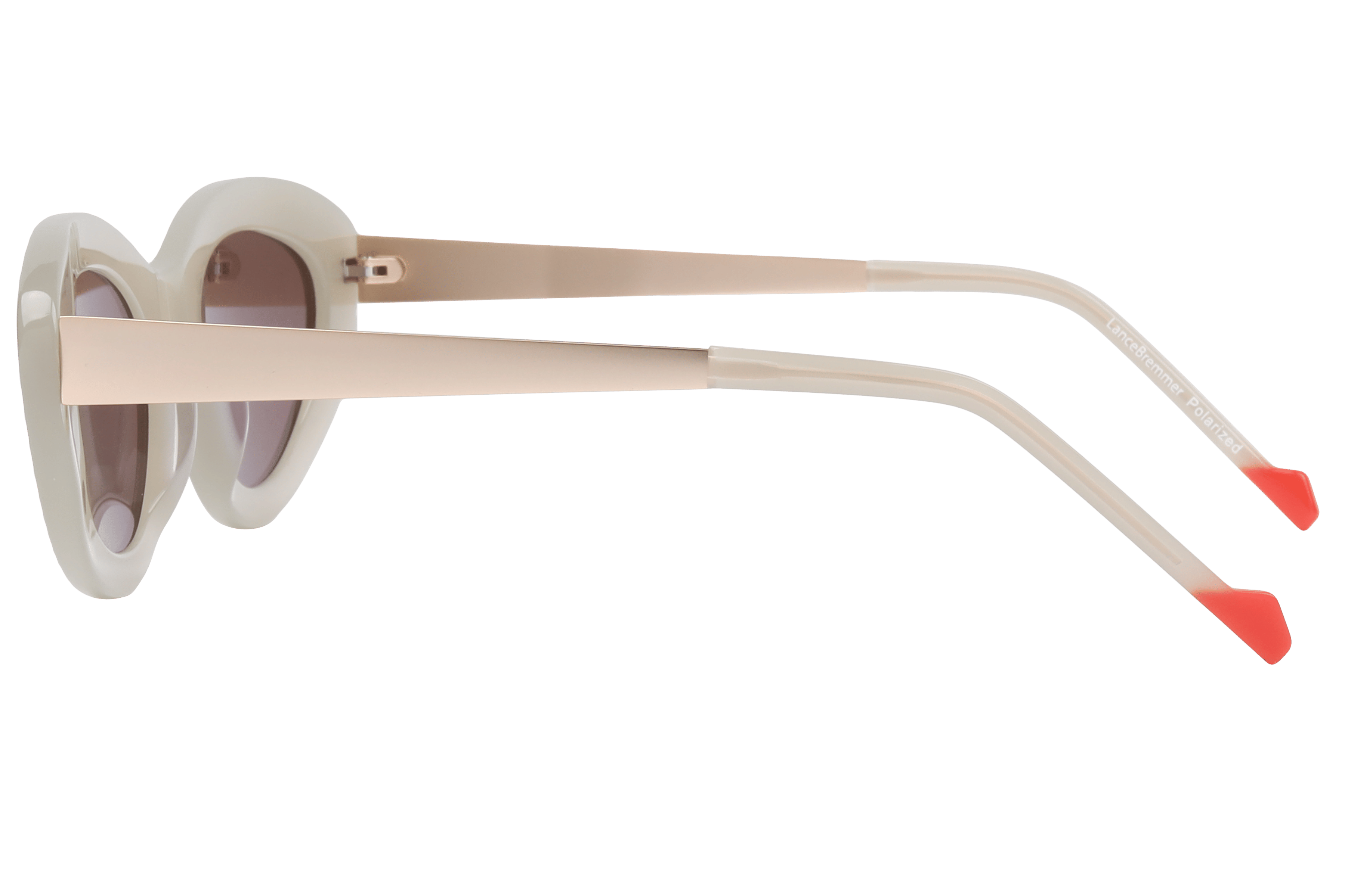 Lancebremmer VS7015 Sunglass Cream Female Full Metal Sunglass — Cream frame — view 3