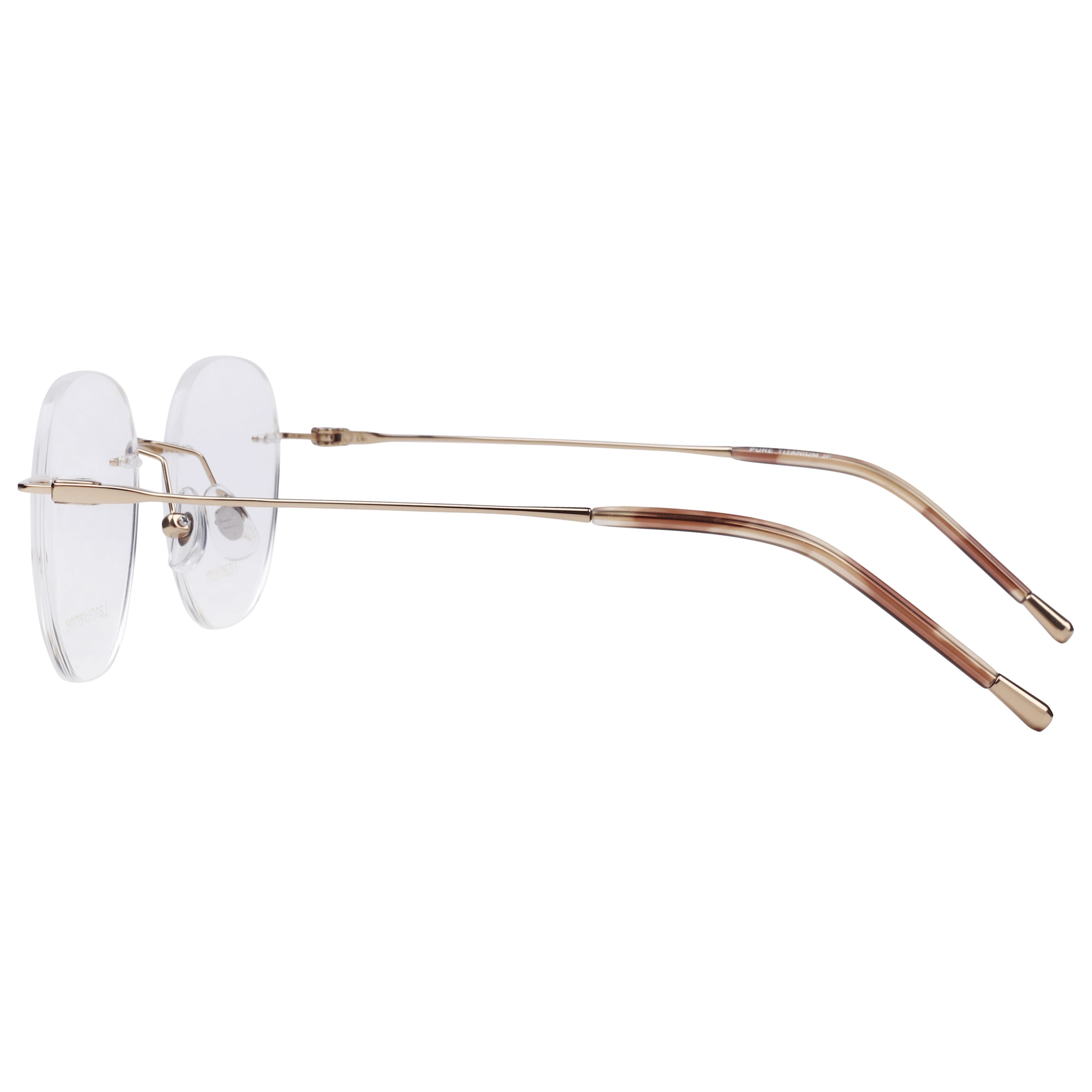 Lancebremmer 1367 Frame Gold Unisex RimLess Titanium Frame — Gold frame — view 3