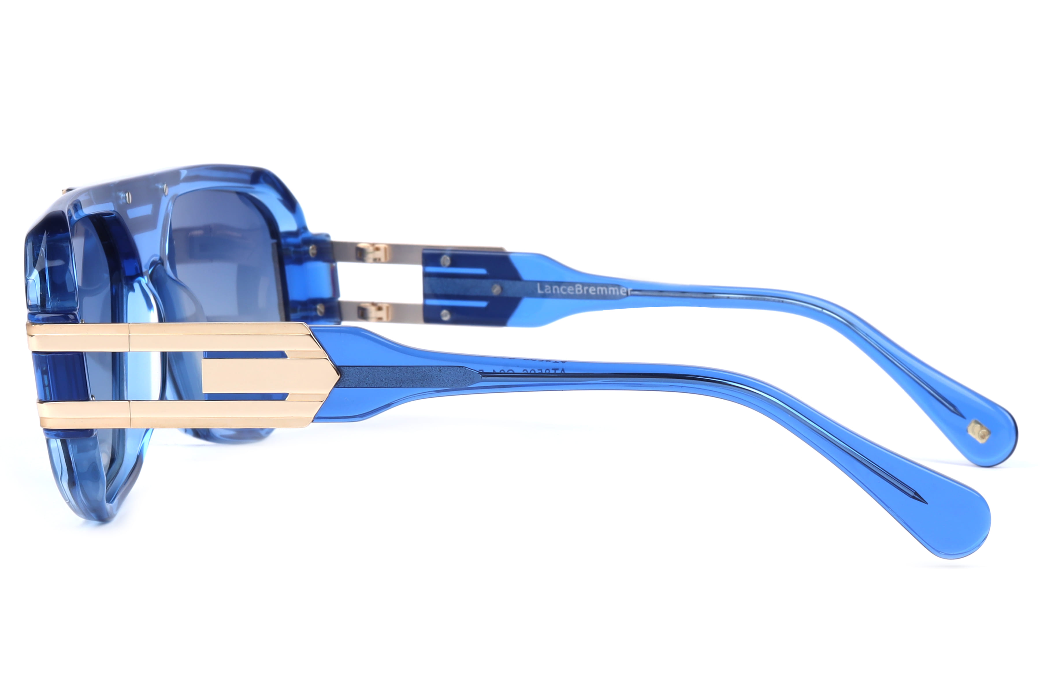 Lancebremmer AT8596 Sunglass Blue Male Full Shell with Metal Sunglass — Blue frame — view 3
