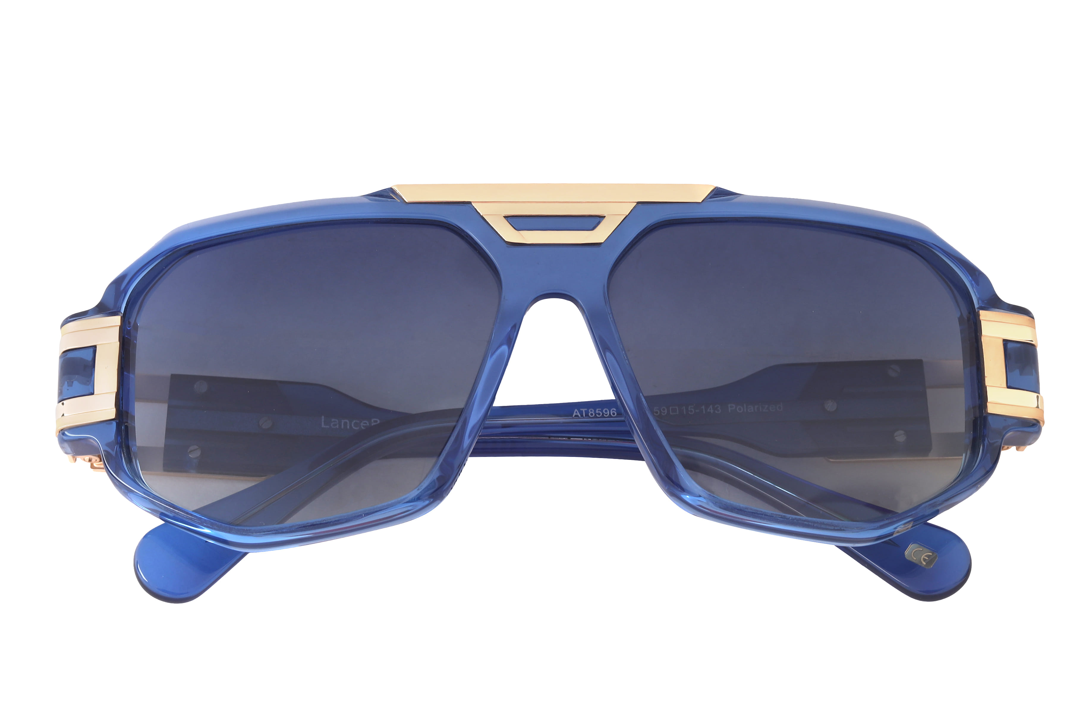 Lancebremmer AT8596 Sunglass Blue Male Full Shell with Metal Sunglass — Blue frame — view 4