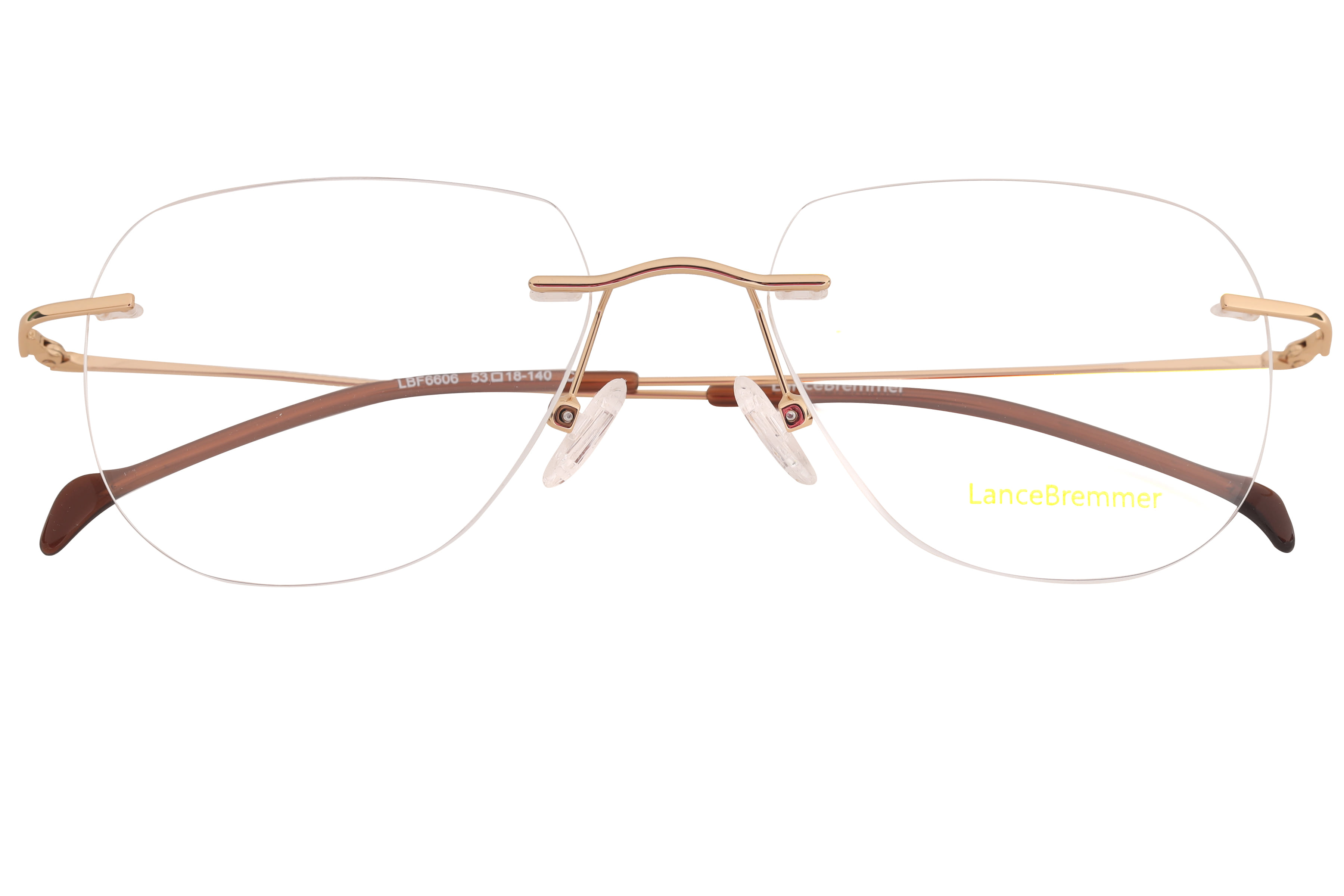 Lancebremmer LBF6606 Frame Gold Unisex RimLess Metal Frame — Gold frame — view 3