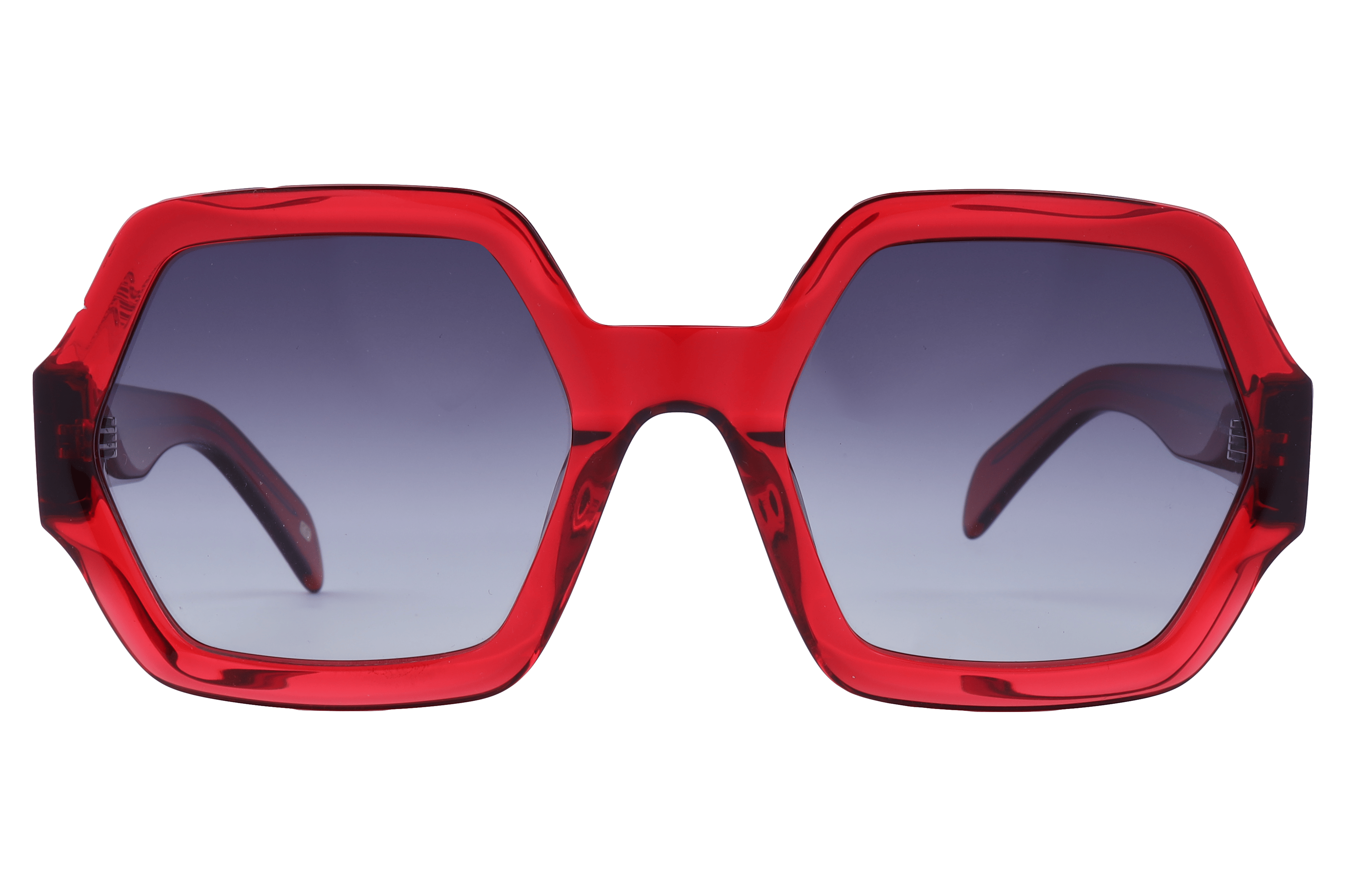 Lancebremmer AT8540 Sunglass Transparent Red Female Full She Sunglass — Transparent Red frame — view 2