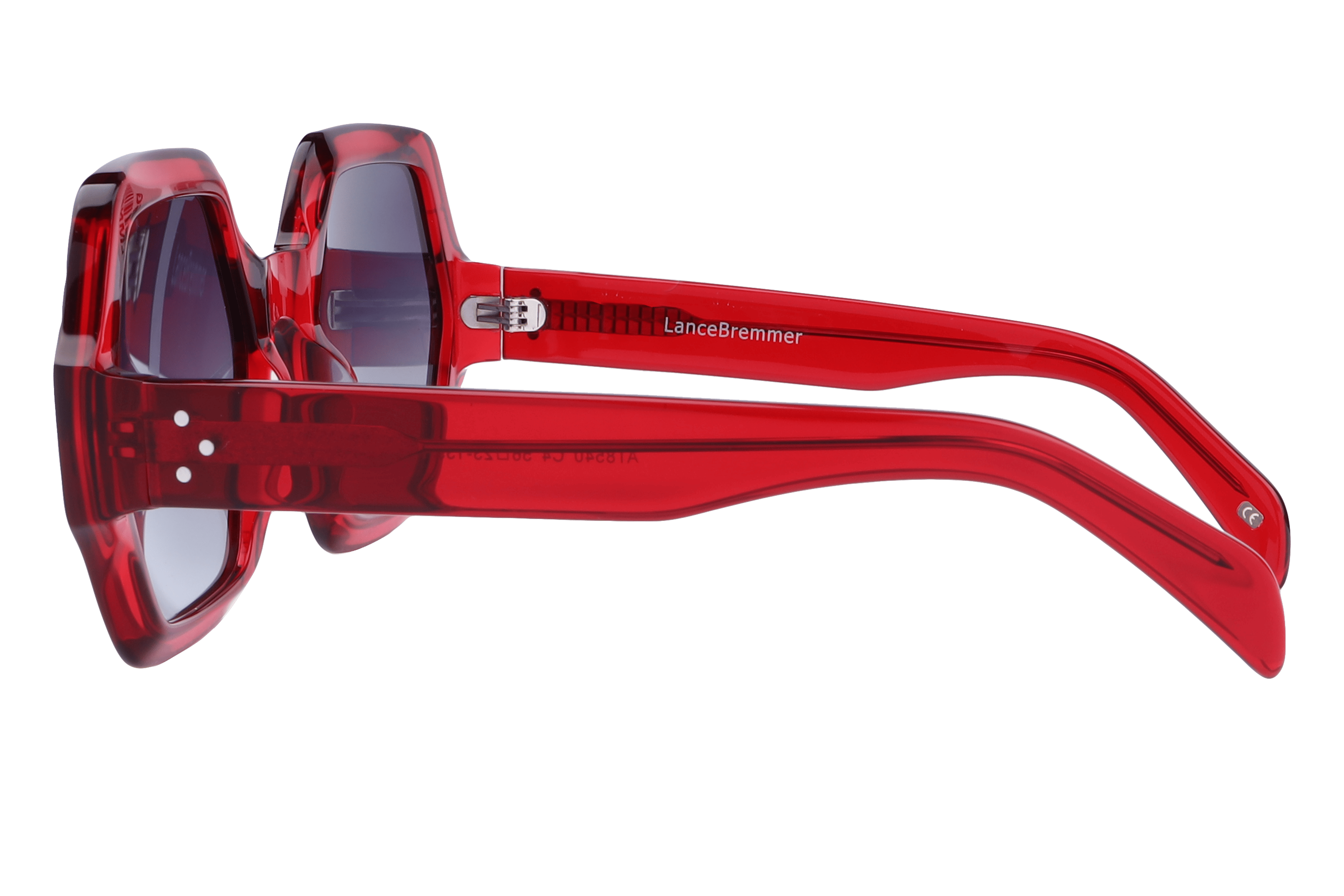 Lancebremmer AT8540 Sunglass Transparent Red Female Full She Sunglass — Transparent Red frame — view 3