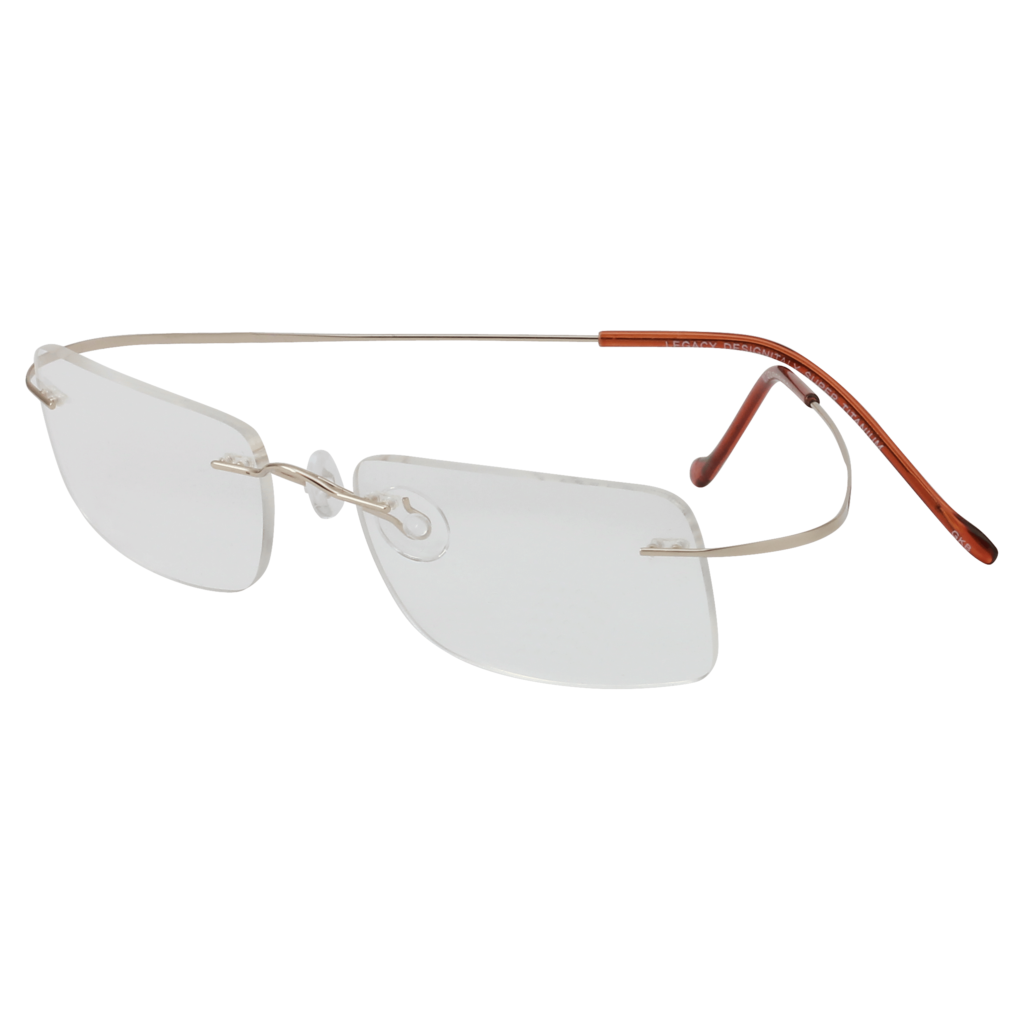 Inspira M7474 Frame Gold Unisex RimLess Titanium Frame — Gold frame — alternate view