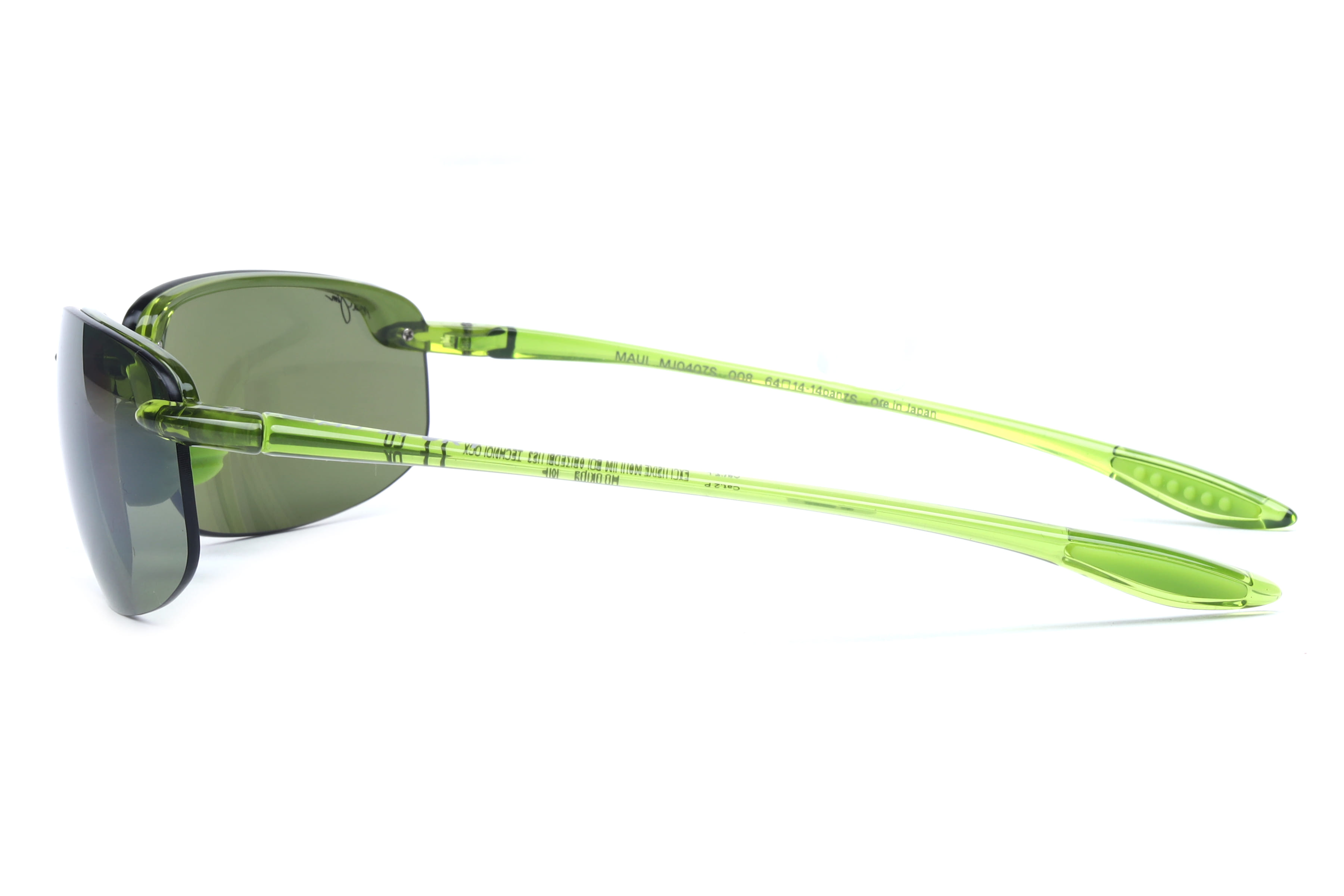 Maui Jim MJ 407 Sunglass Green Male RimLess Shell Sunglass — Transparent Green frame — view 3
