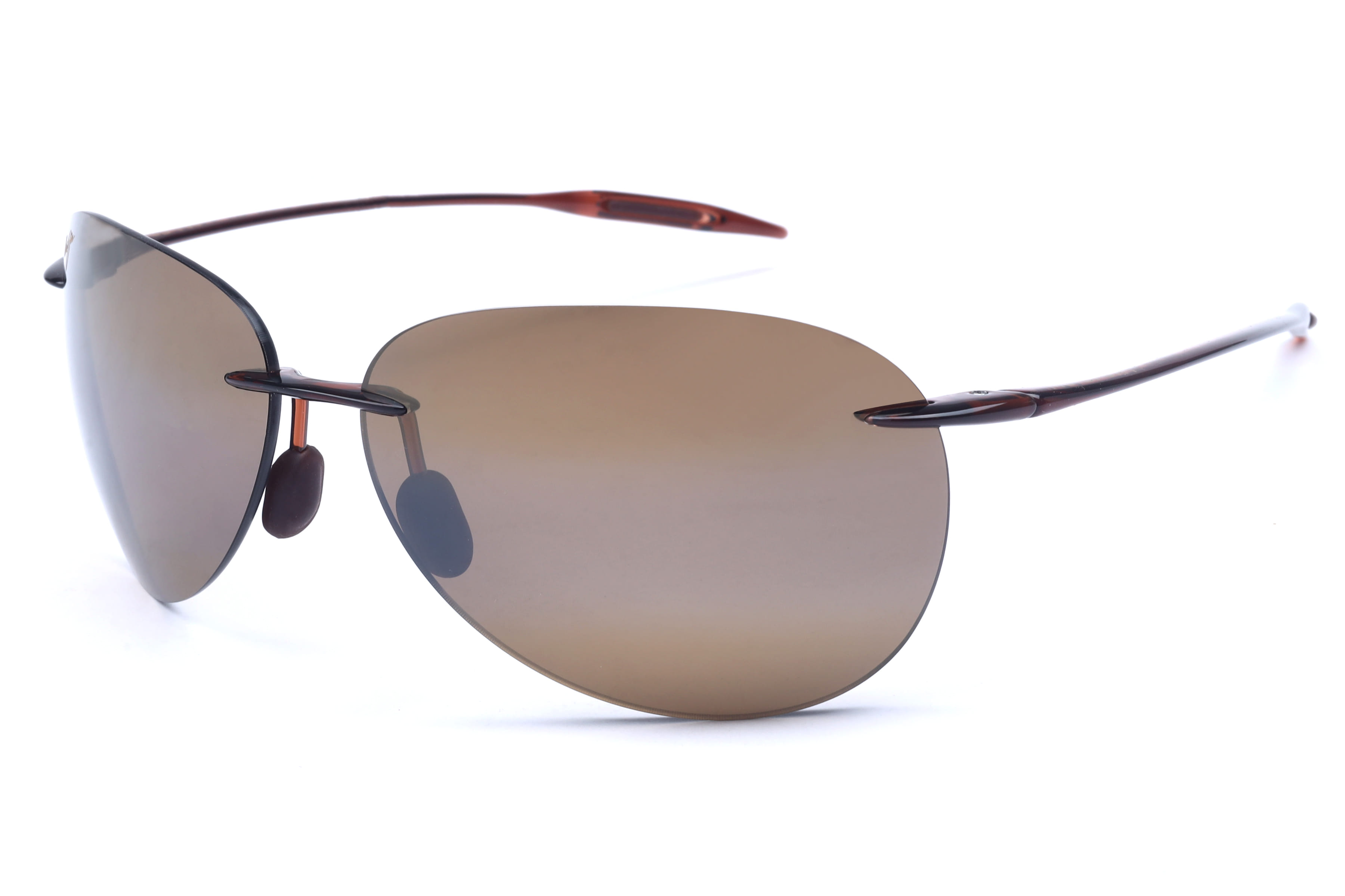 Maui Jim MJ0421S Sunglass Brown Male RimLess Shell Sunglass — Brown frame — view 1